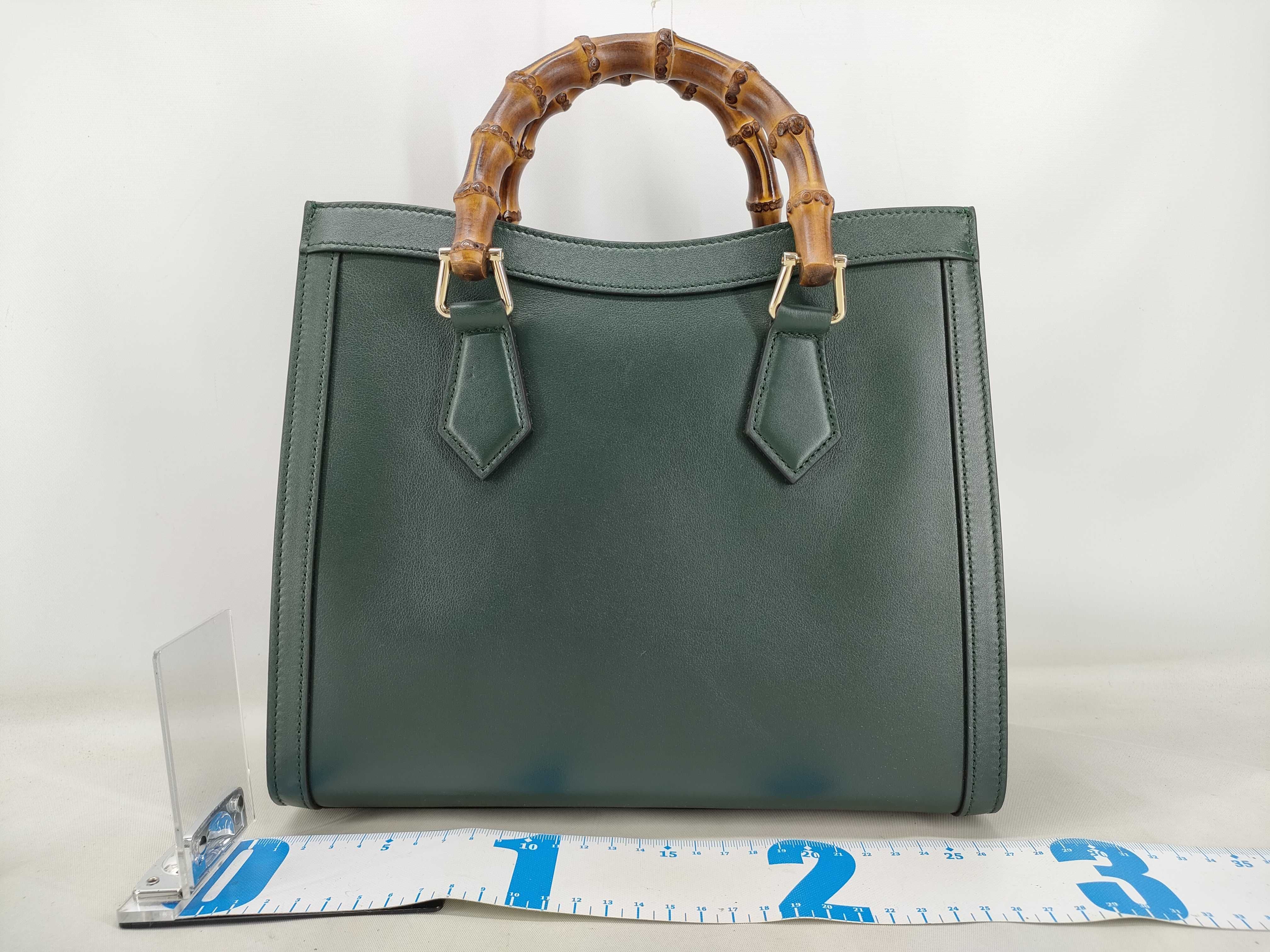 Bamboo Diana 2-way Bamboo Handbag, Green Leather, 853226 — view 2