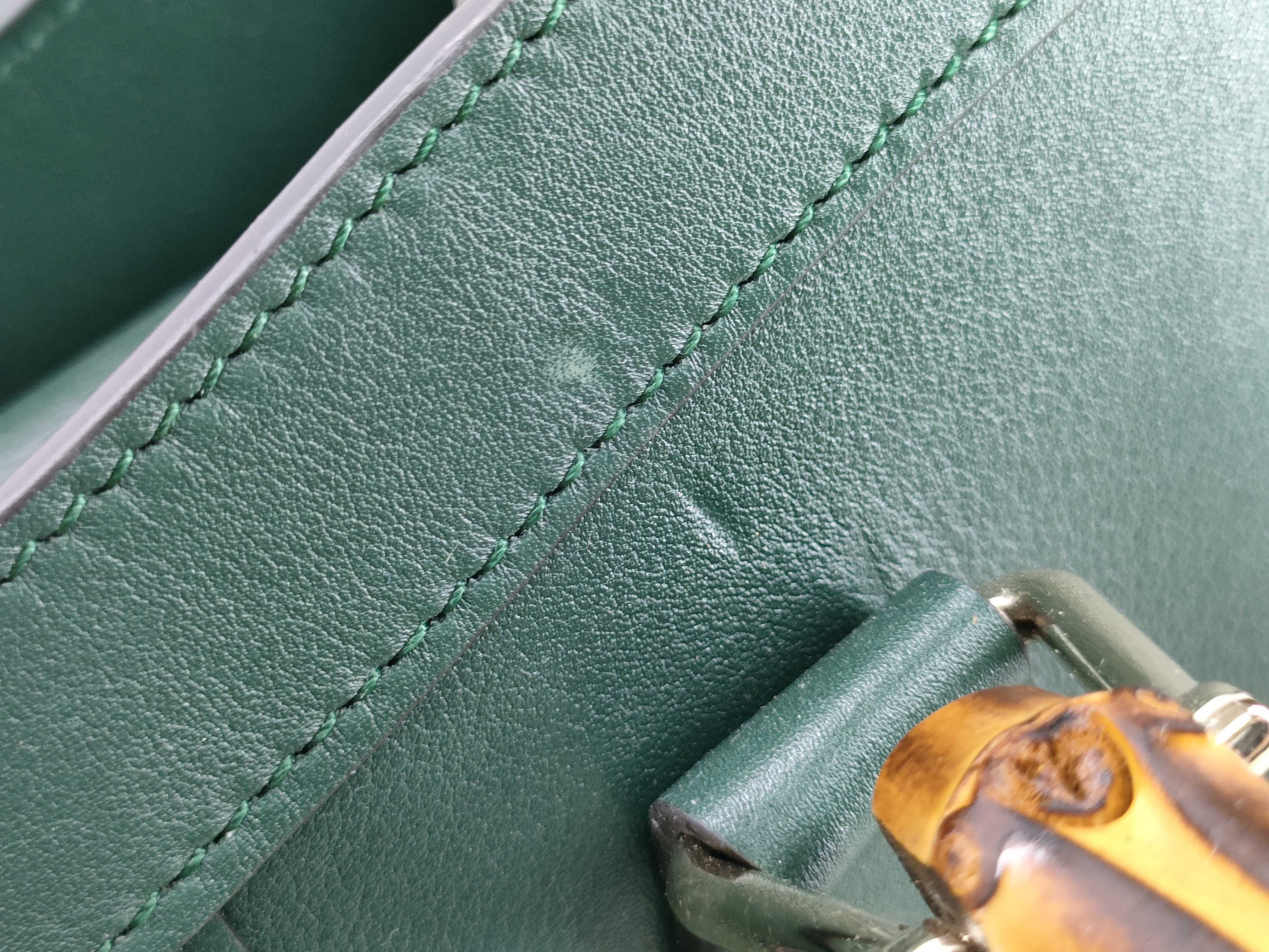 Bamboo Diana 2-way Bamboo Handbag, Green Leather, 853226 — view 13