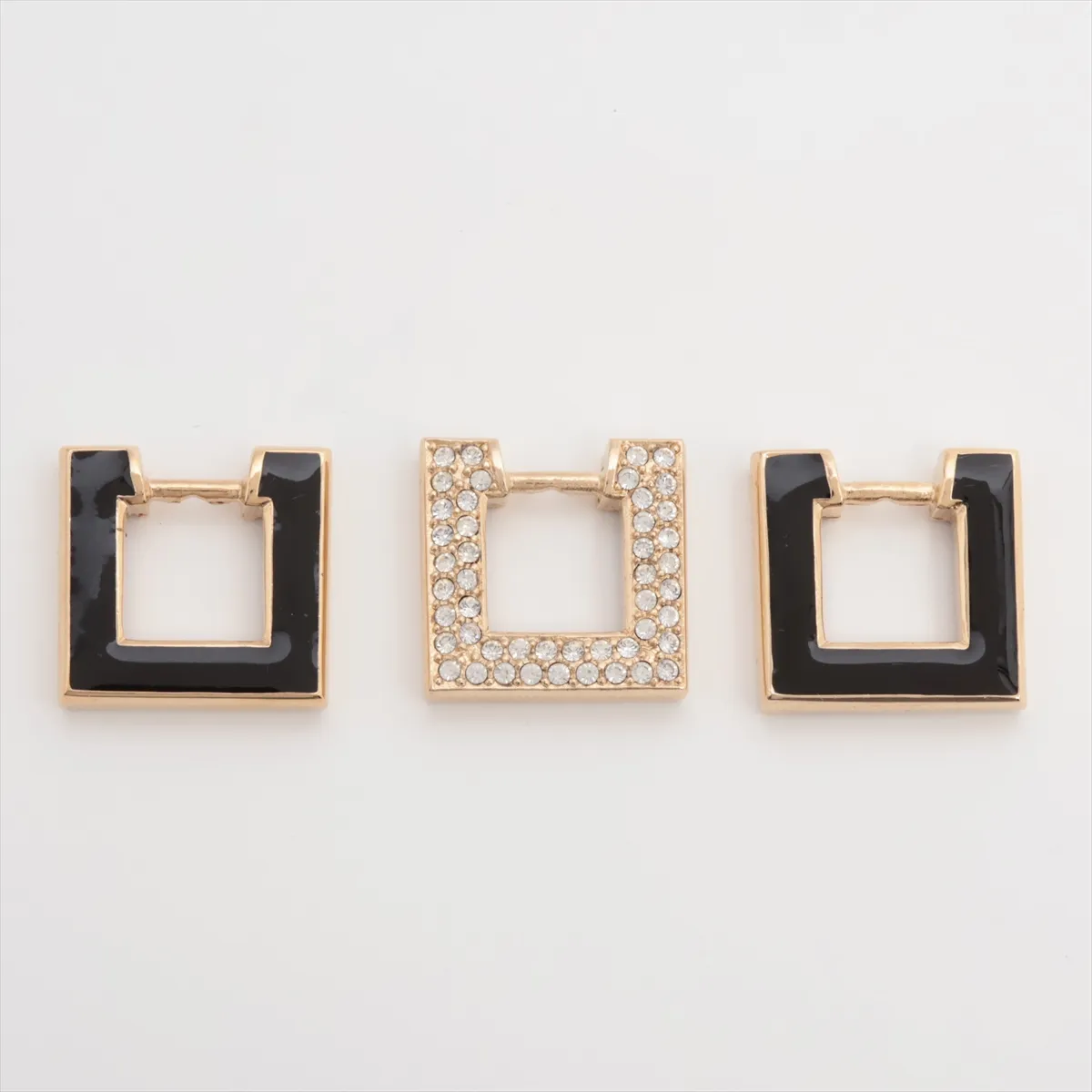 Square Necklace GP x Rhinestone Gold x Black. — view 12