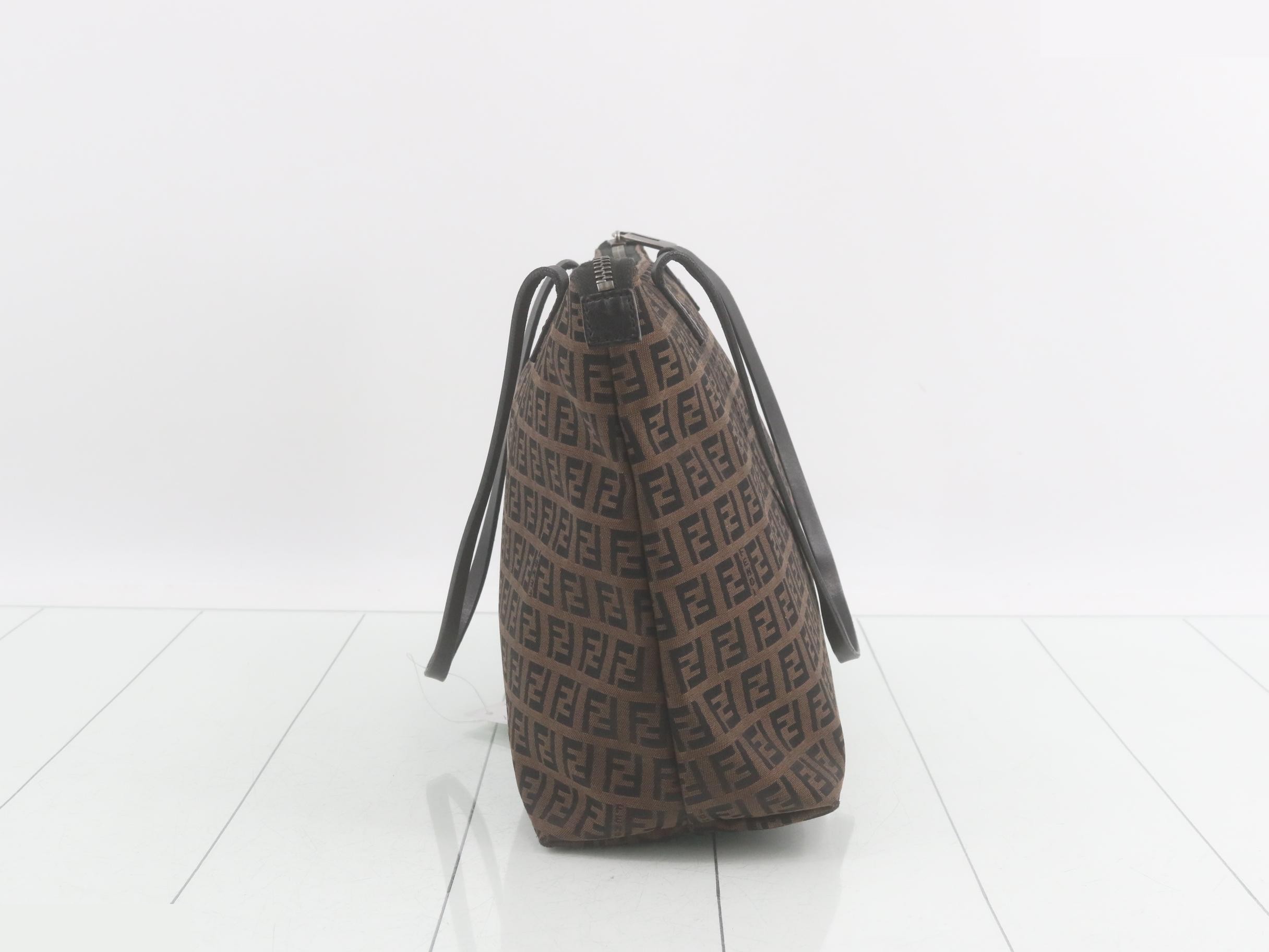Zucchino Tote Bag, Canvas/Leather, Brown — view 3
