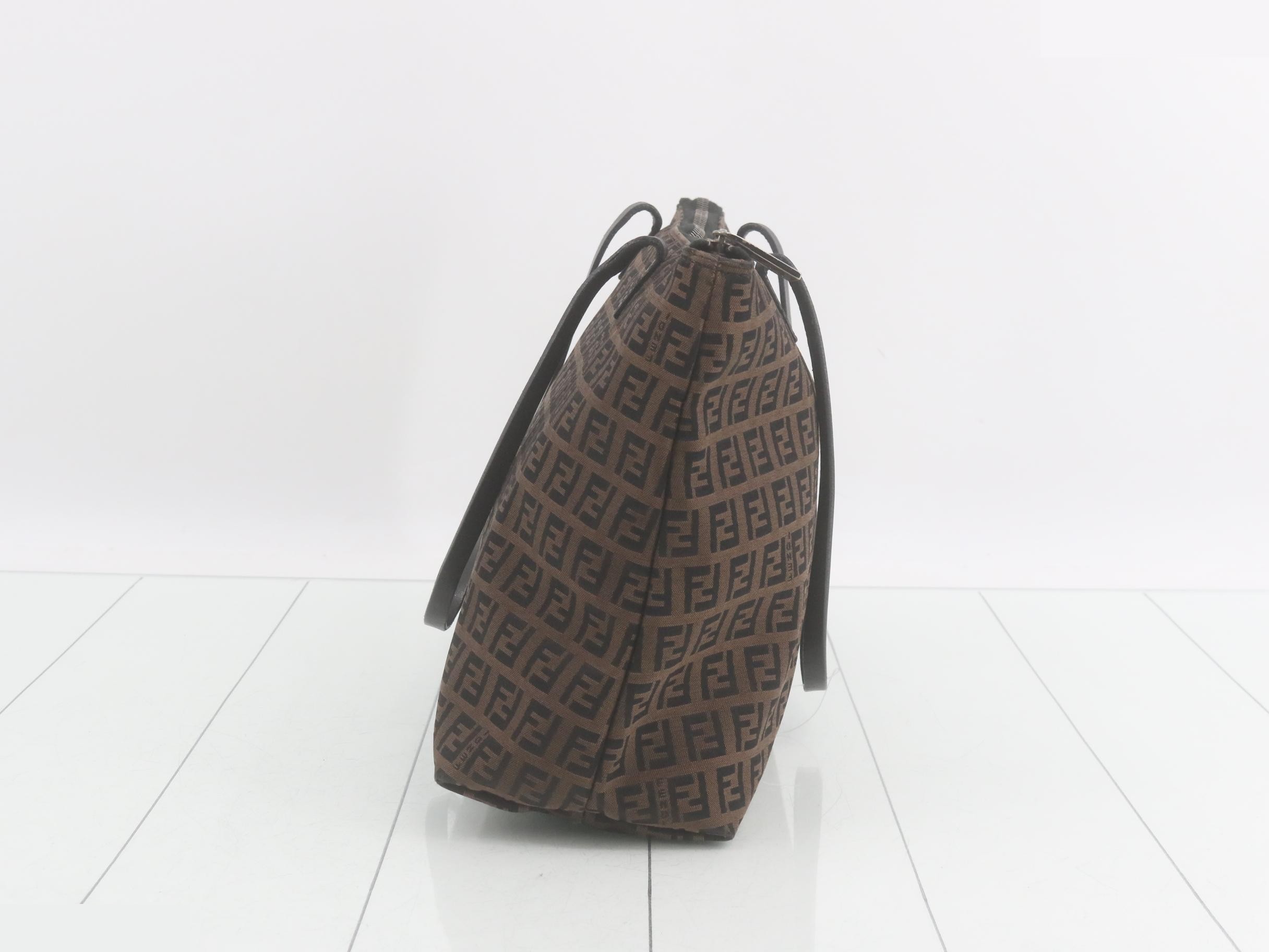Zucchino Tote Bag, Canvas/Leather, Brown — view 4