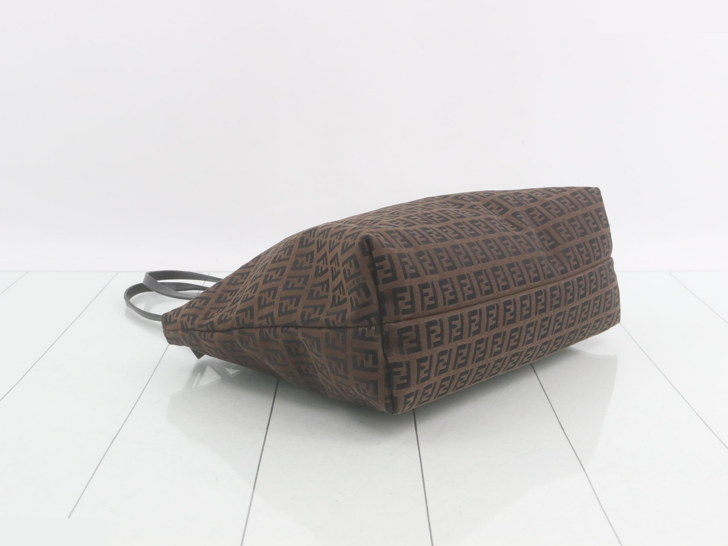 Zucchino Tote Bag, Canvas/Leather, Brown — view 5