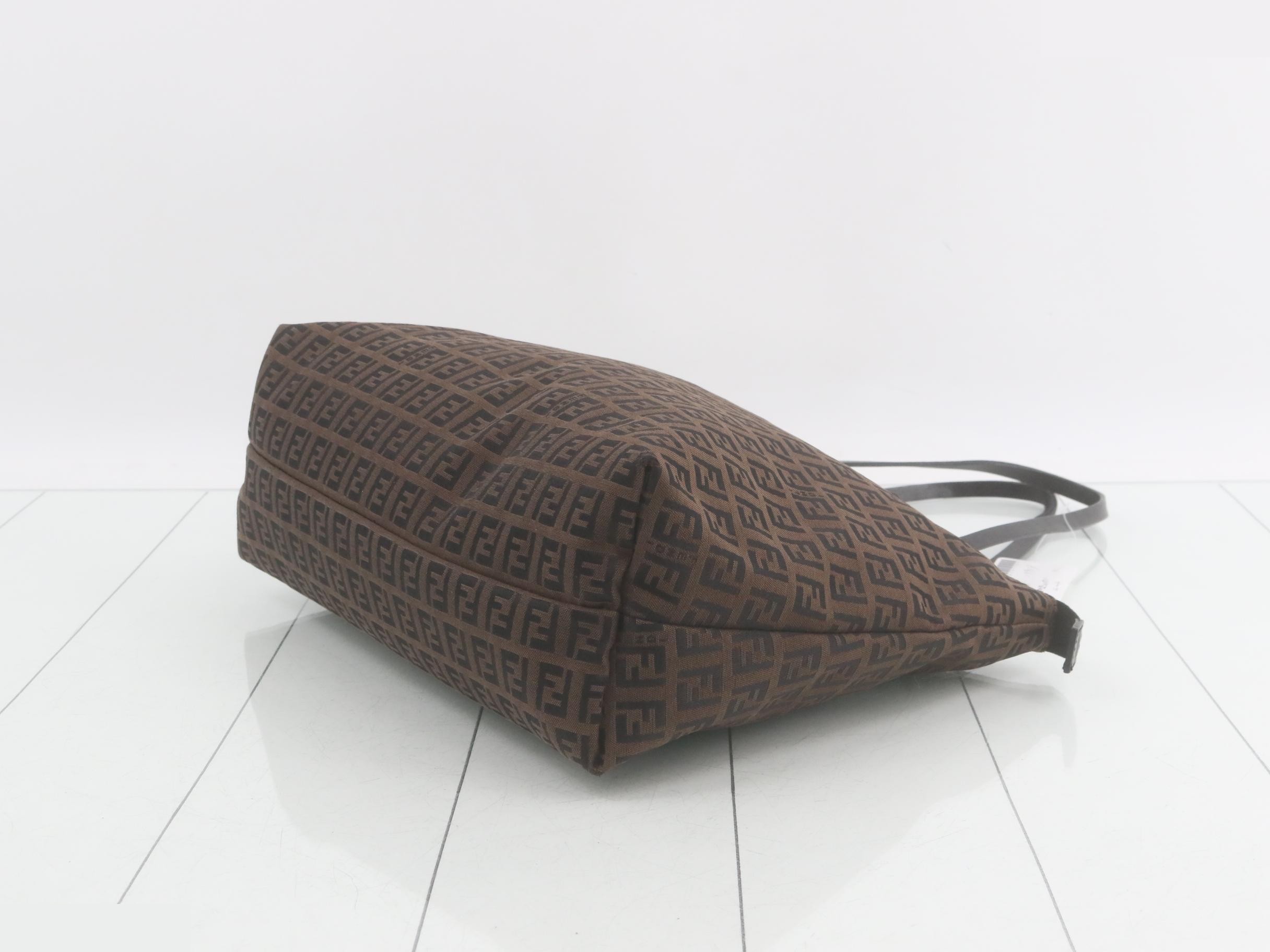 Zucchino Tote Bag, Canvas/Leather, Brown — view 6