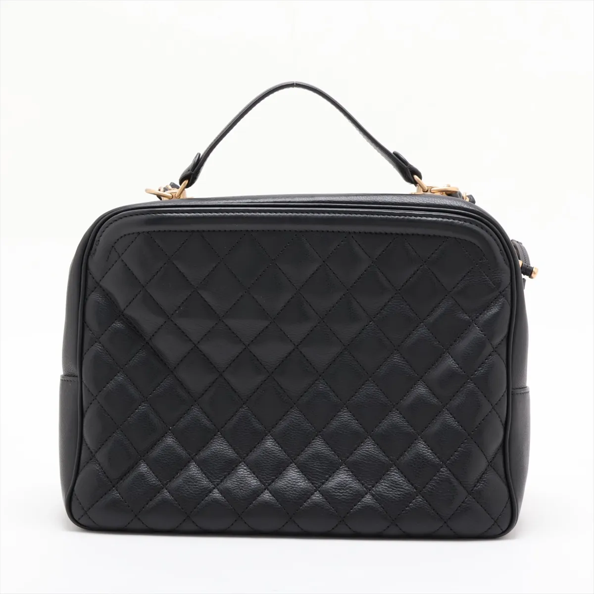 Matelassé Lambskin Chain Shoulder Bag, Black with Gold Hardware, 26715680, Serial Number 26 — view 2