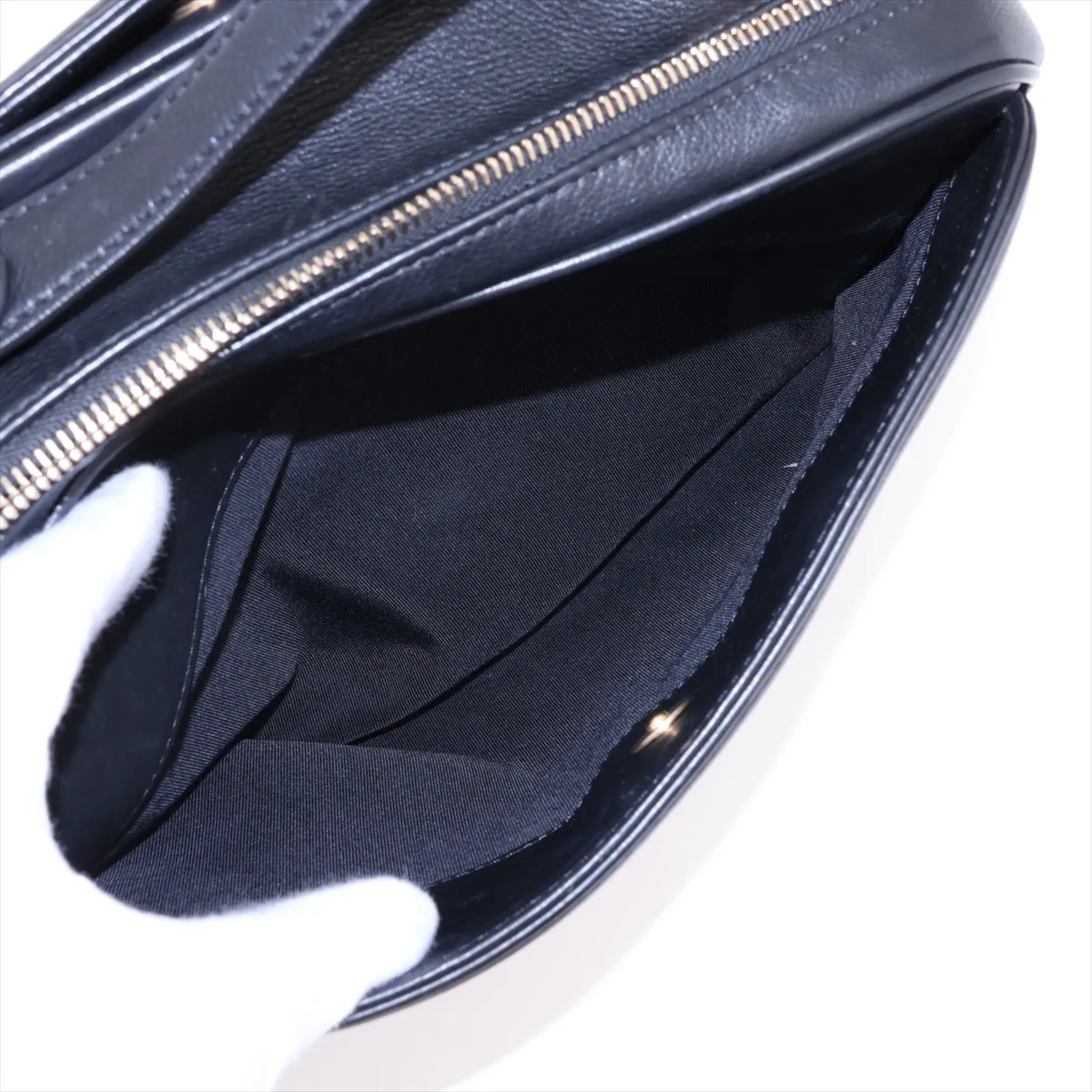 Matelassé Lambskin Chain Shoulder Bag, Black with Gold Hardware, 26715680, Serial Number 26 — view 11