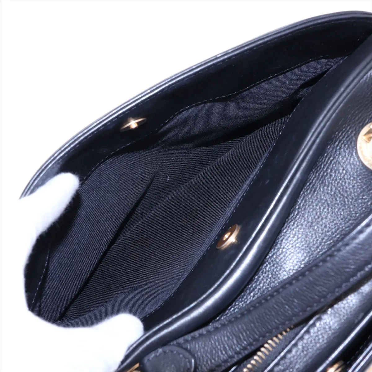 Matelassé Lambskin Chain Shoulder Bag, Black with Gold Hardware, 26715680, Serial Number 26 — view 12