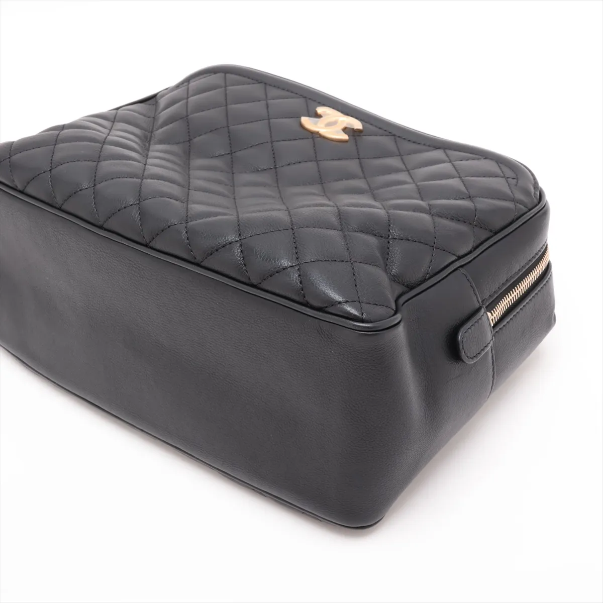 Matelassé Lambskin Chain Shoulder Bag, Black with Gold Hardware, 26715680, Serial Number 26 — view 3
