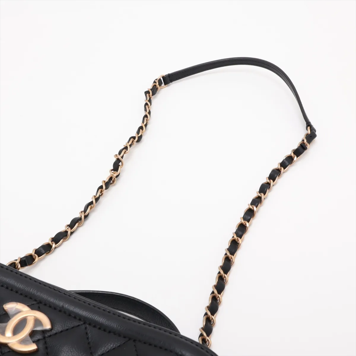 Matelassé Lambskin Chain Shoulder Bag, Black with Gold Hardware, 26715680, Serial Number 26 — view 7
