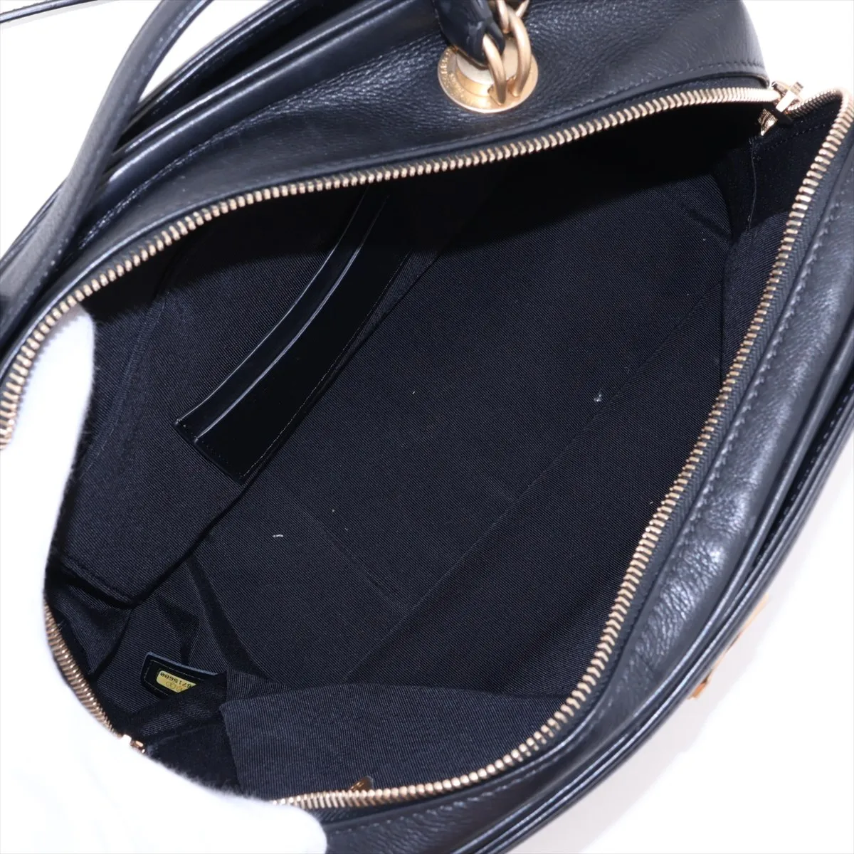 Matelassé Lambskin Chain Shoulder Bag, Black with Gold Hardware, 26715680, Serial Number 26 — view 8