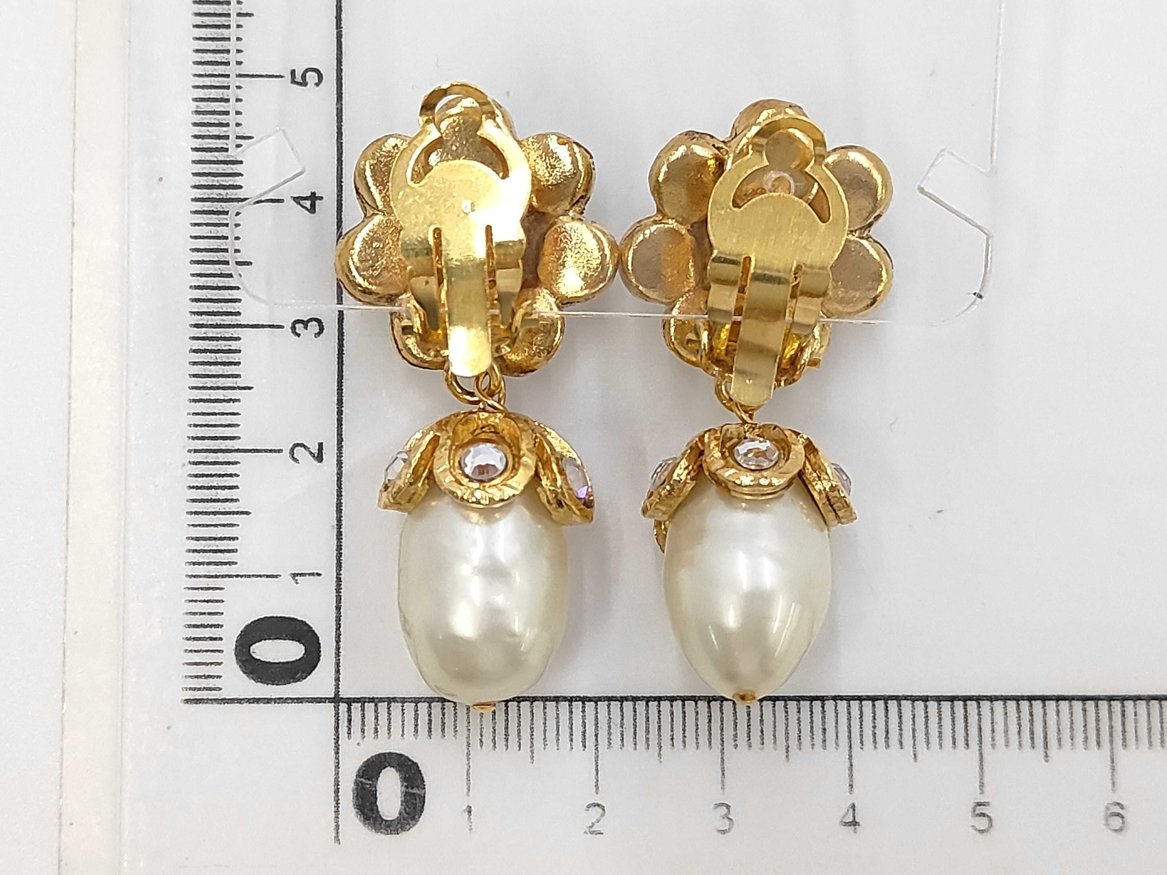 96A Rhinestone Pearl Swing Earrings — view 3