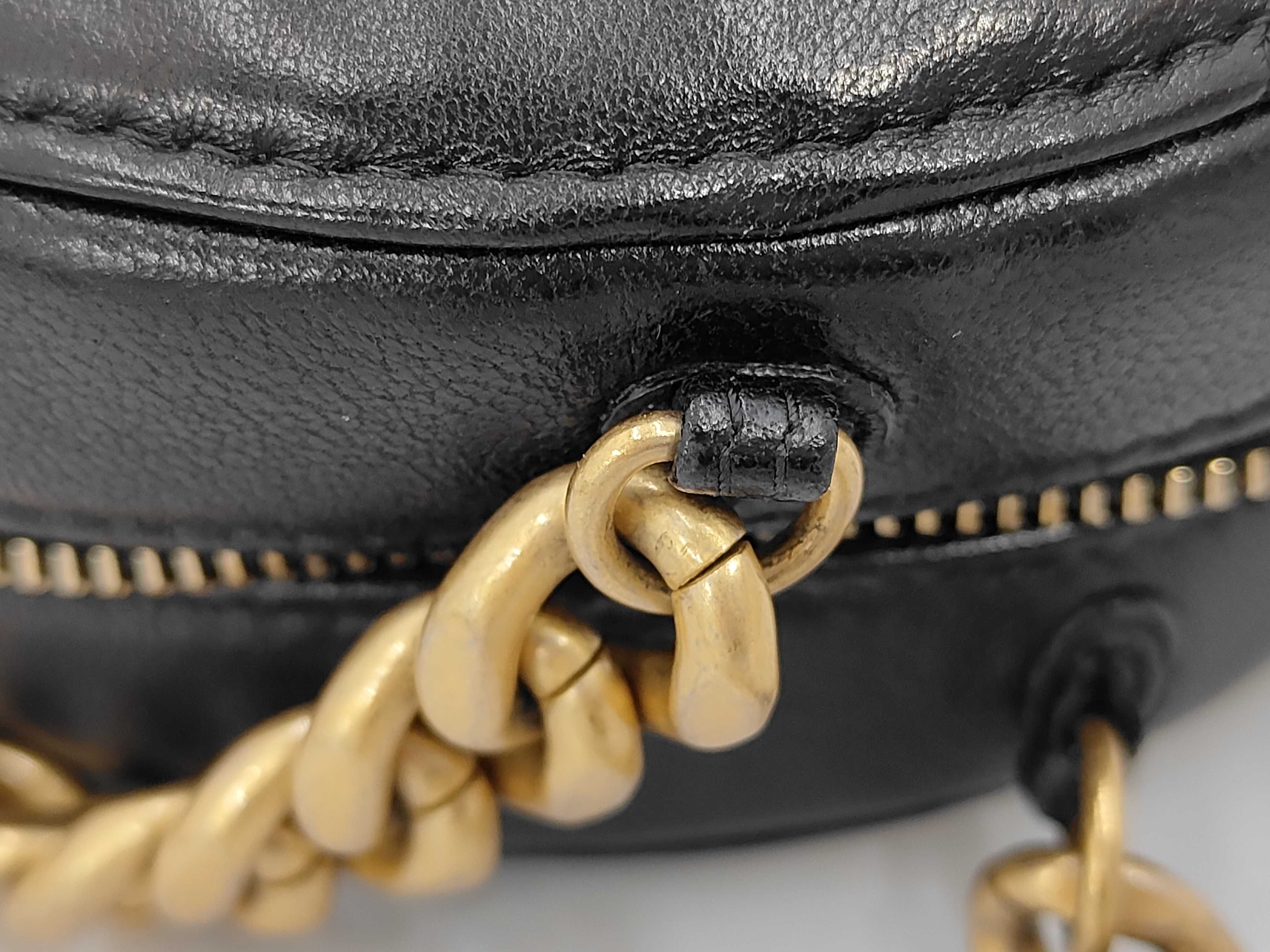 Round Chain Shoulder Bag, Black Lambskin, Chain Coco Mark, Mixed Hardware Shoulder Bag — view 7