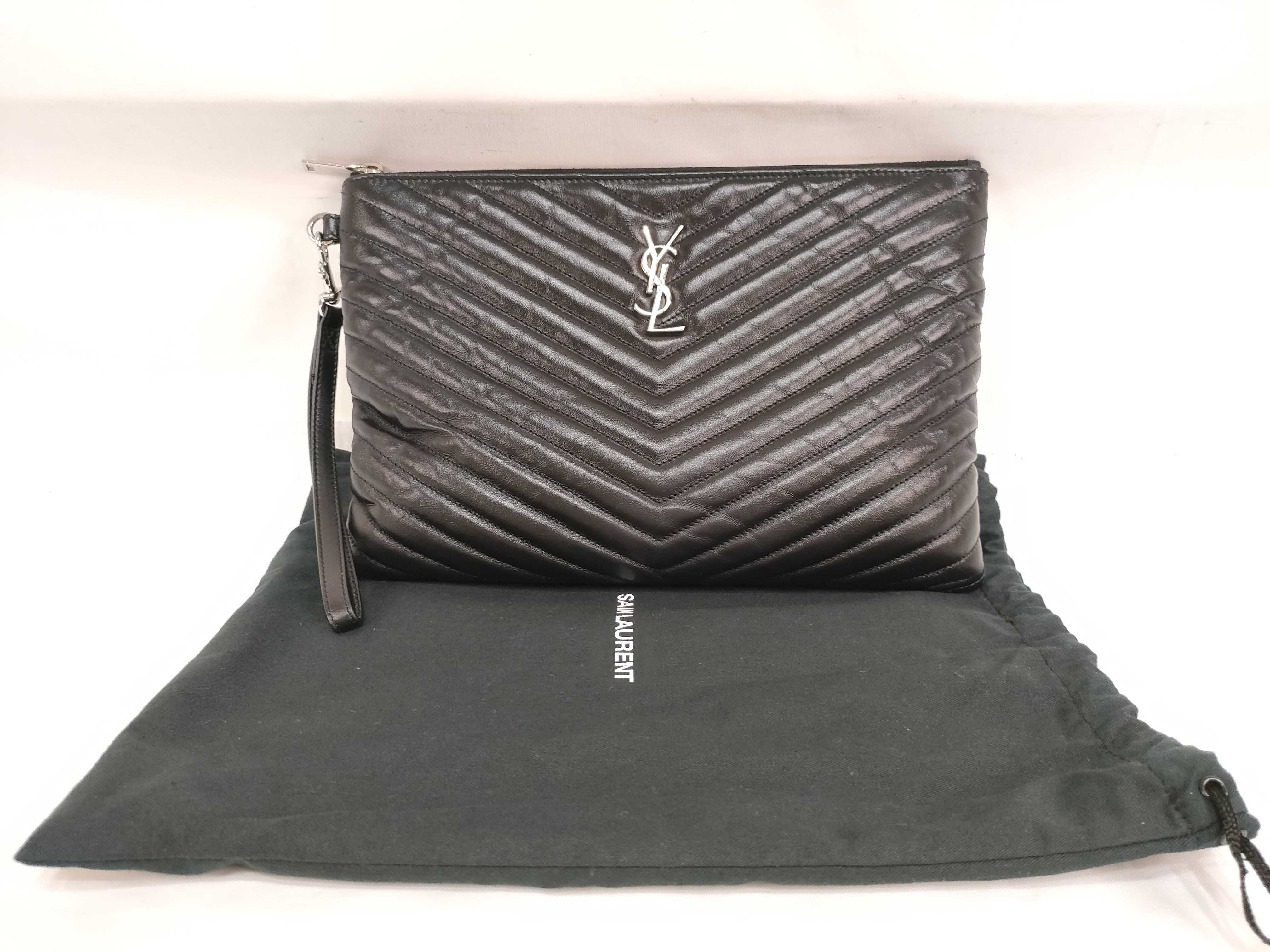 Matelasse Clutch Black Silver Hardware Second Bag