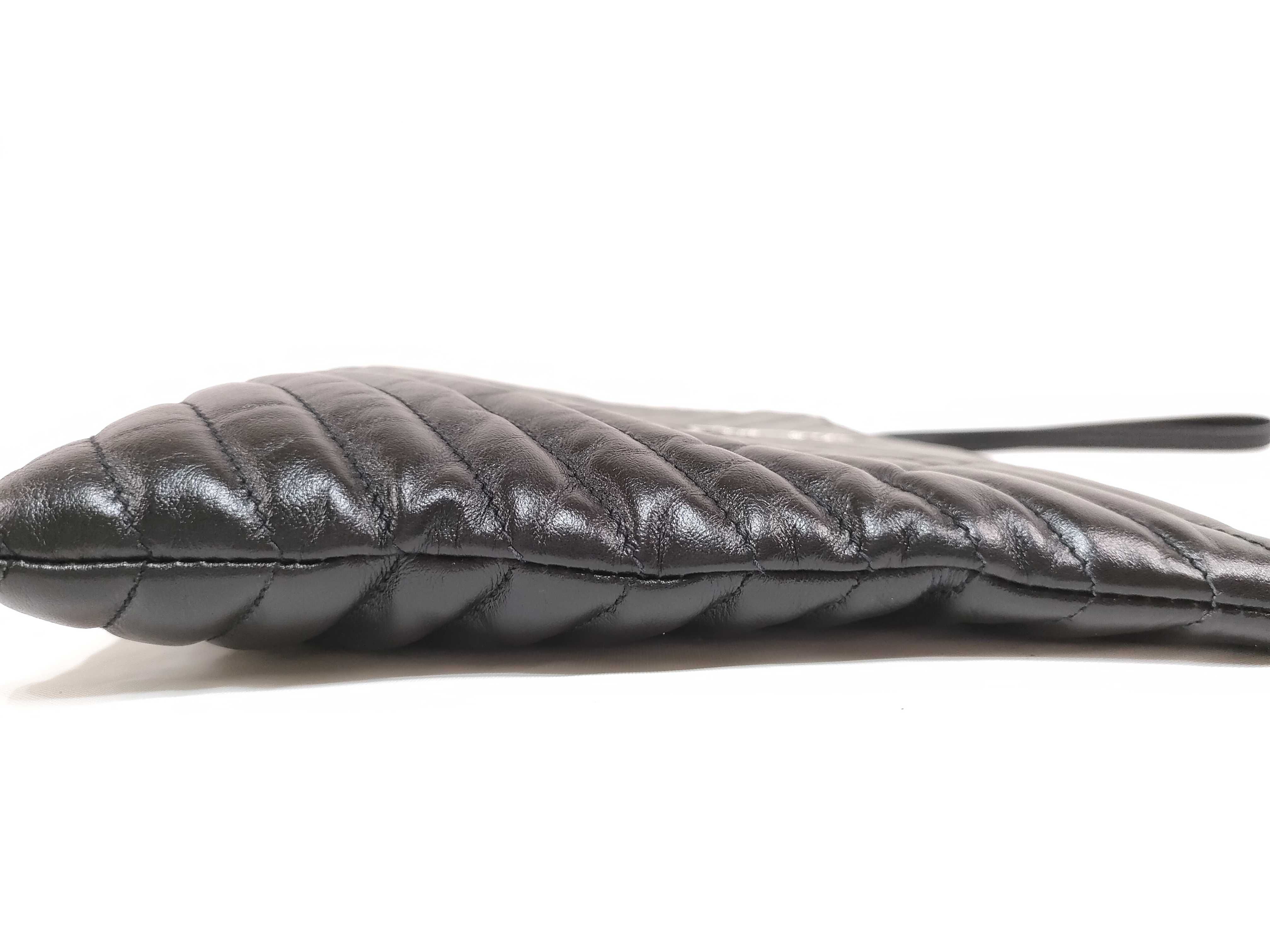 Matelasse Clutch Black Silver Hardware Second Bag — view 6