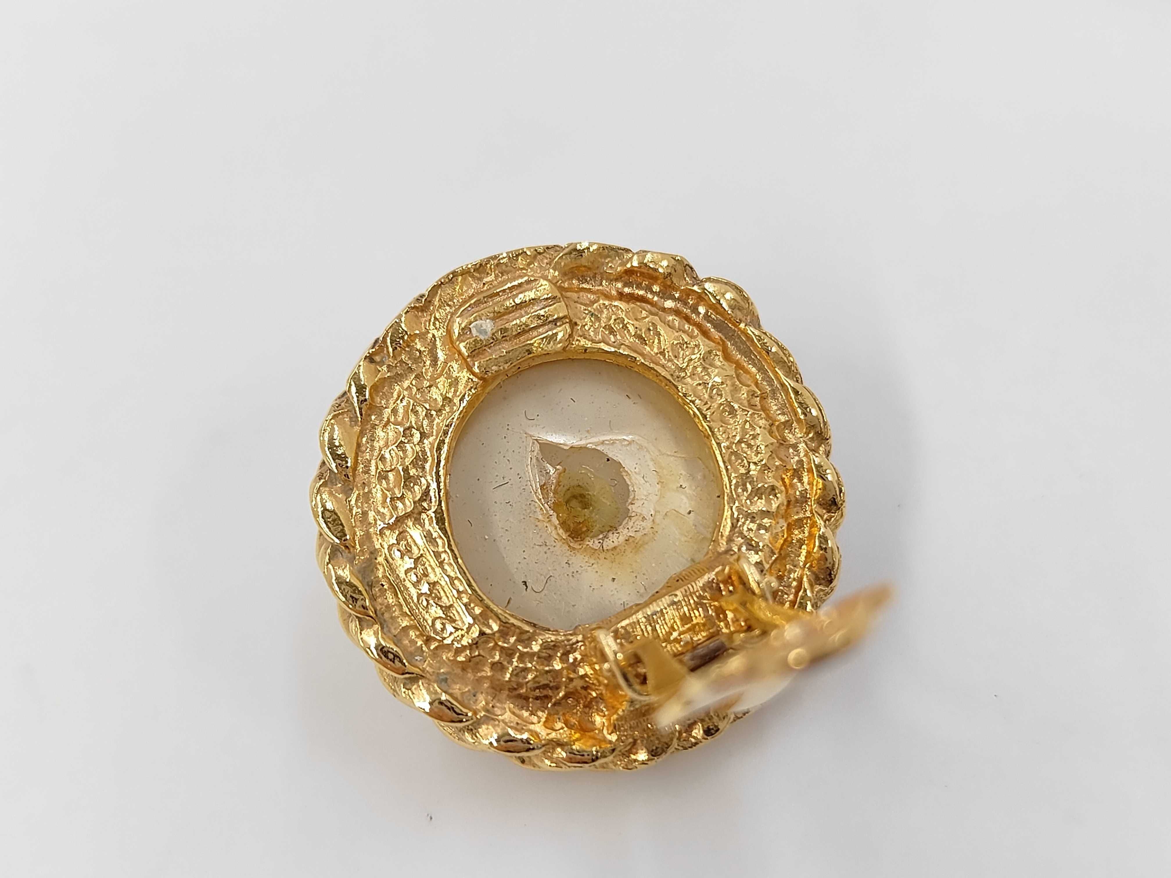 Pearl Round Gold Tone Earrings — view 5