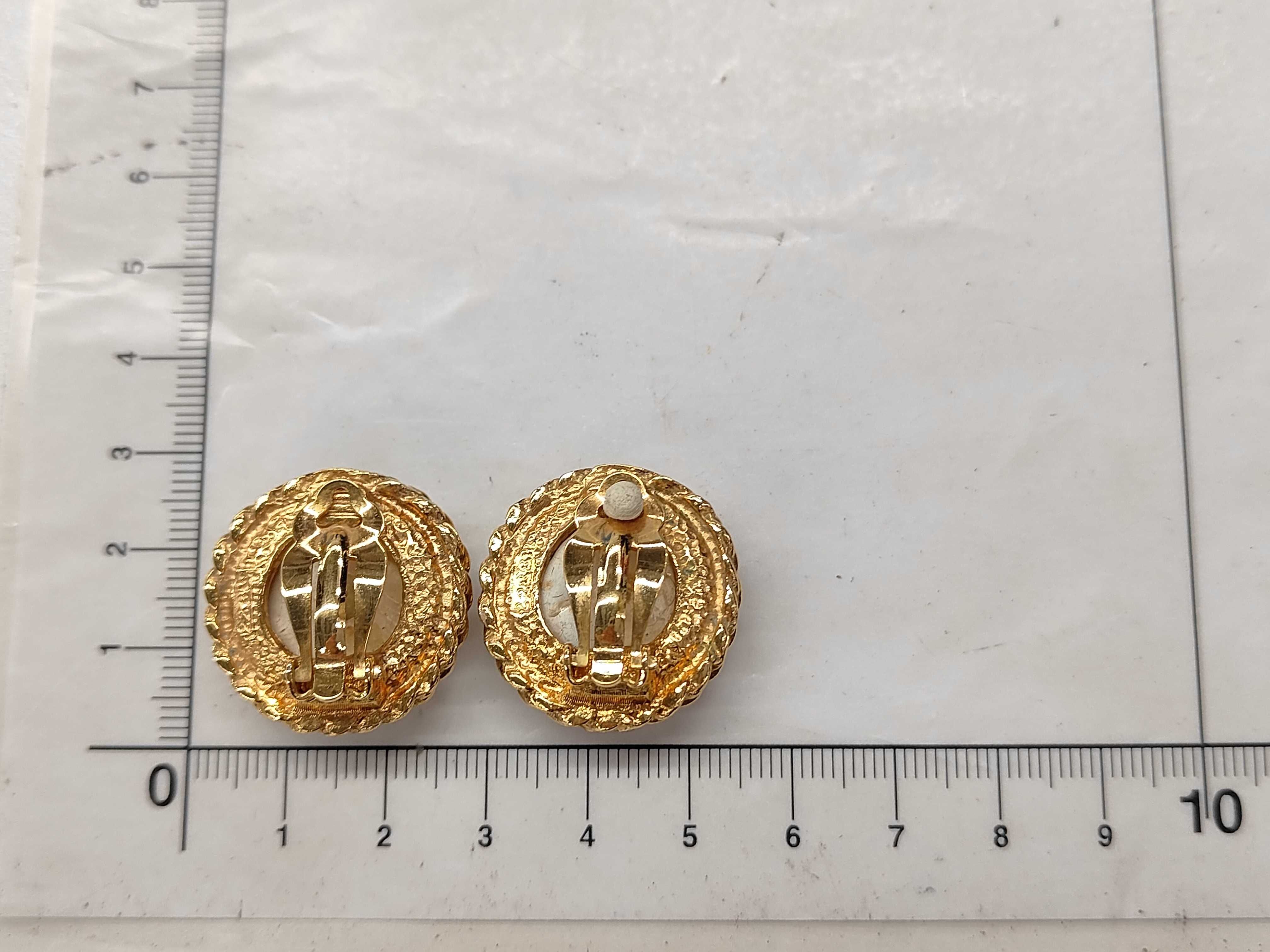 Pearl Round Gold Tone Earrings — view 6