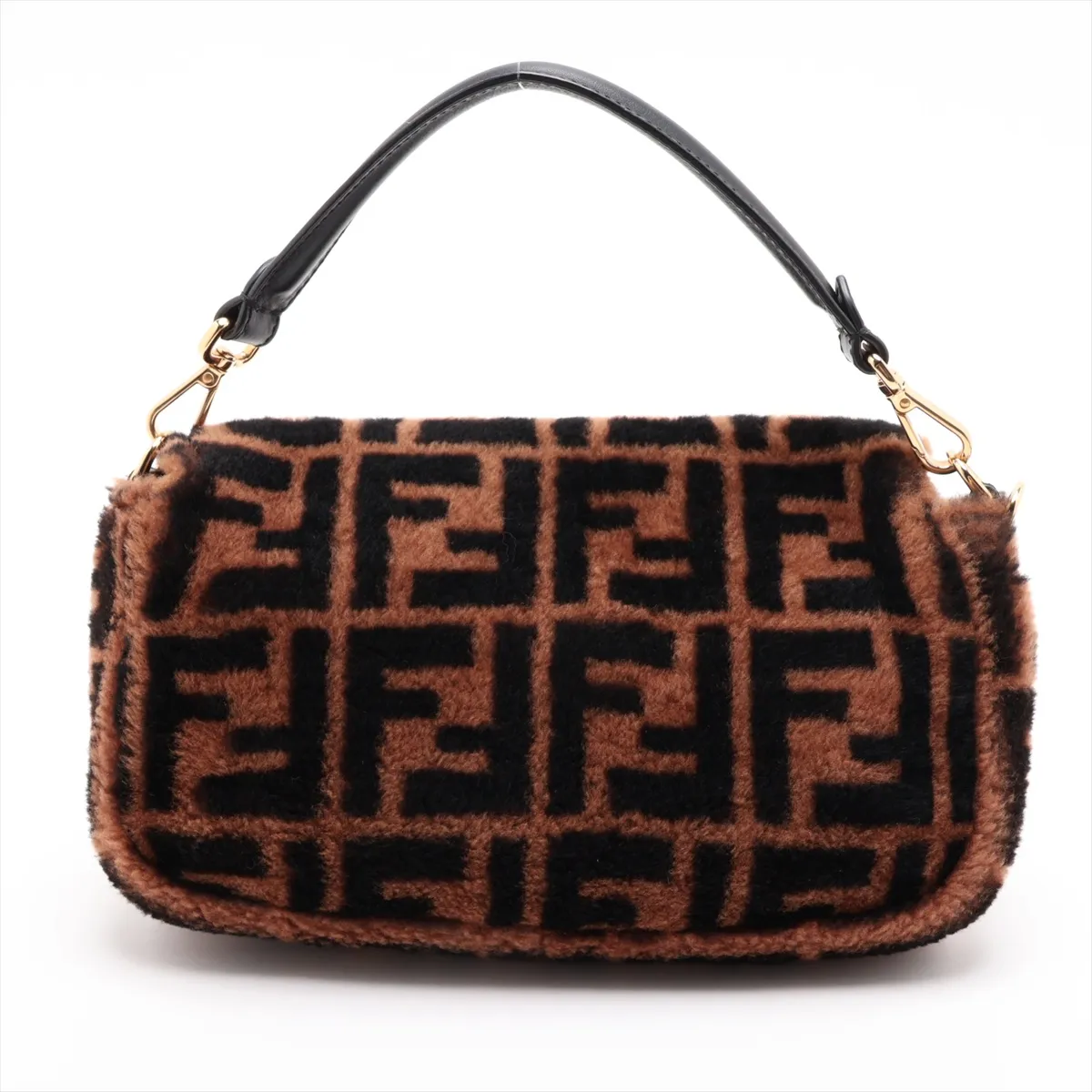 Zucca Baguette 8BR600 Fur x Leather 2-Way Shoulder Bag, Brown — view 2