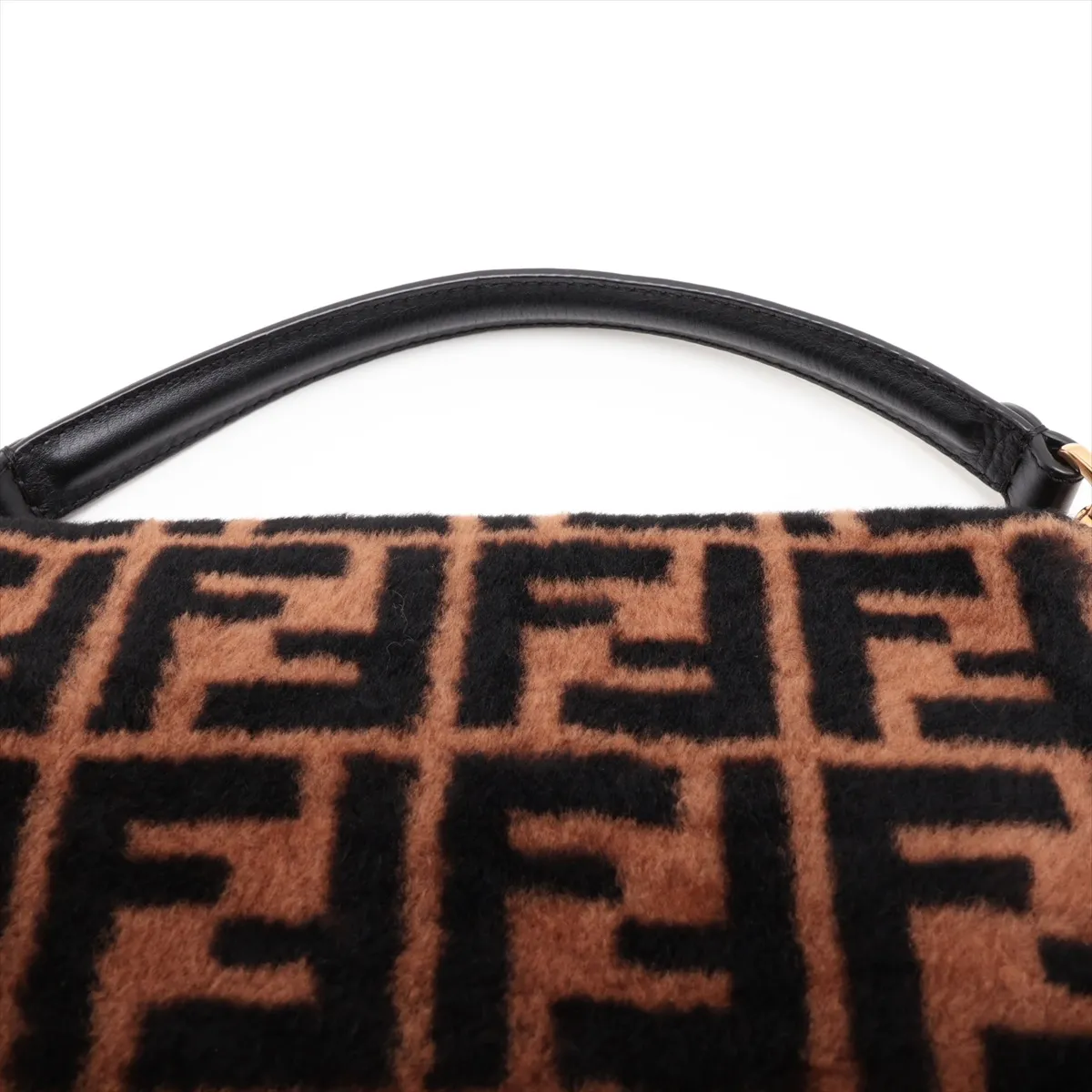 Zucca Baguette 8BR600 Fur x Leather 2-Way Shoulder Bag, Brown — view 6