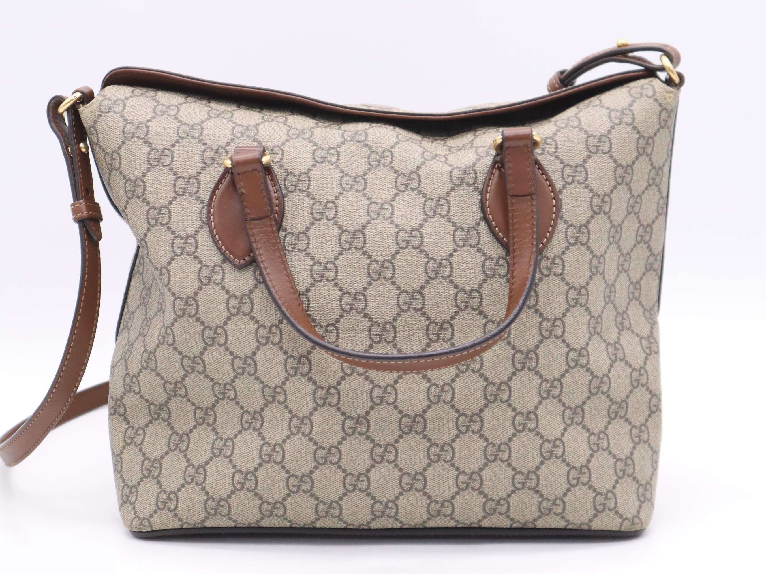 GG Supreme 2-Way Handbag with Shoulder Strap, Brown — view 2