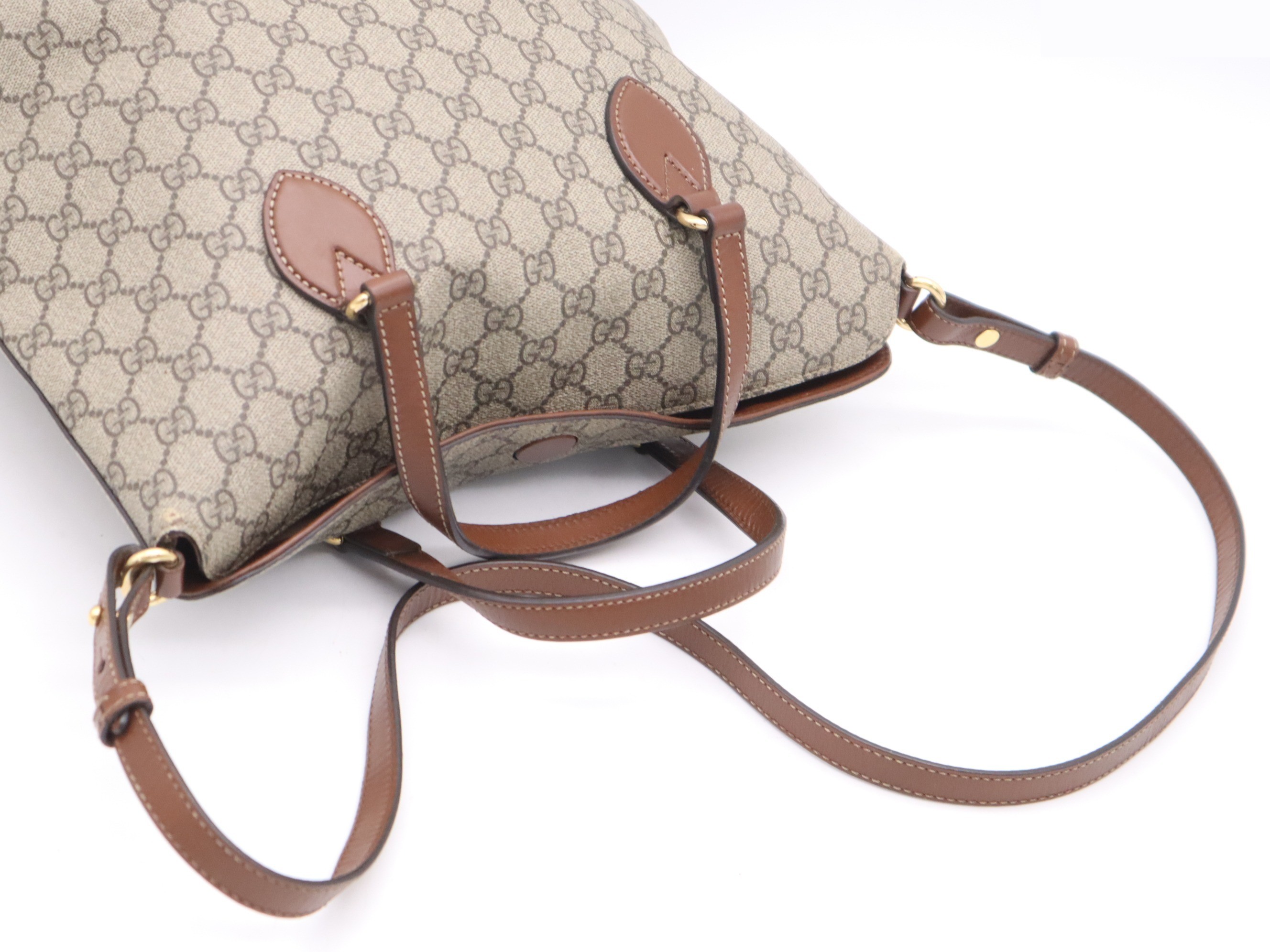 GG Supreme 2-Way Handbag with Shoulder Strap, Brown — view 6