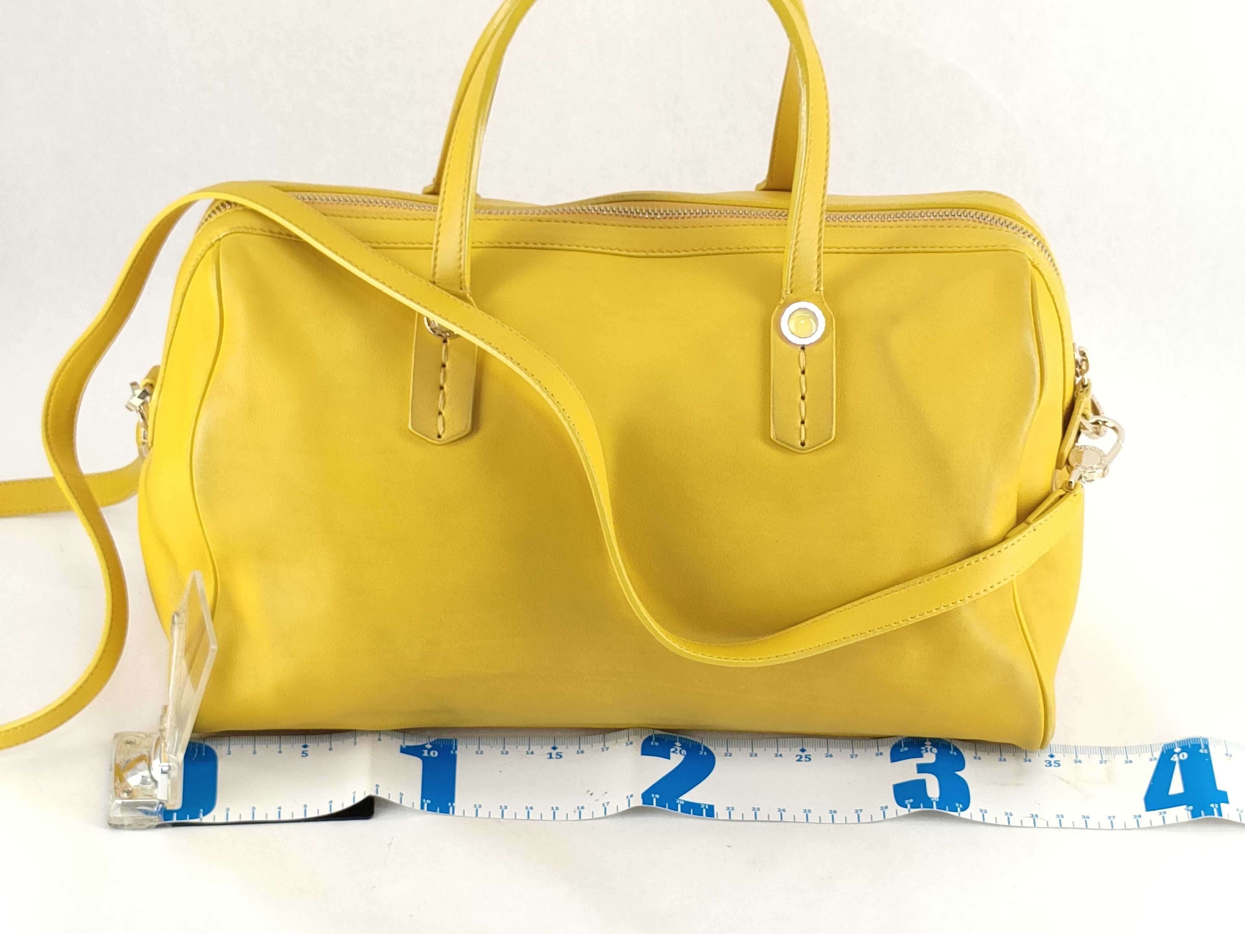 Collezione Leather Tote Bag, Yellow Handbag — view 2
