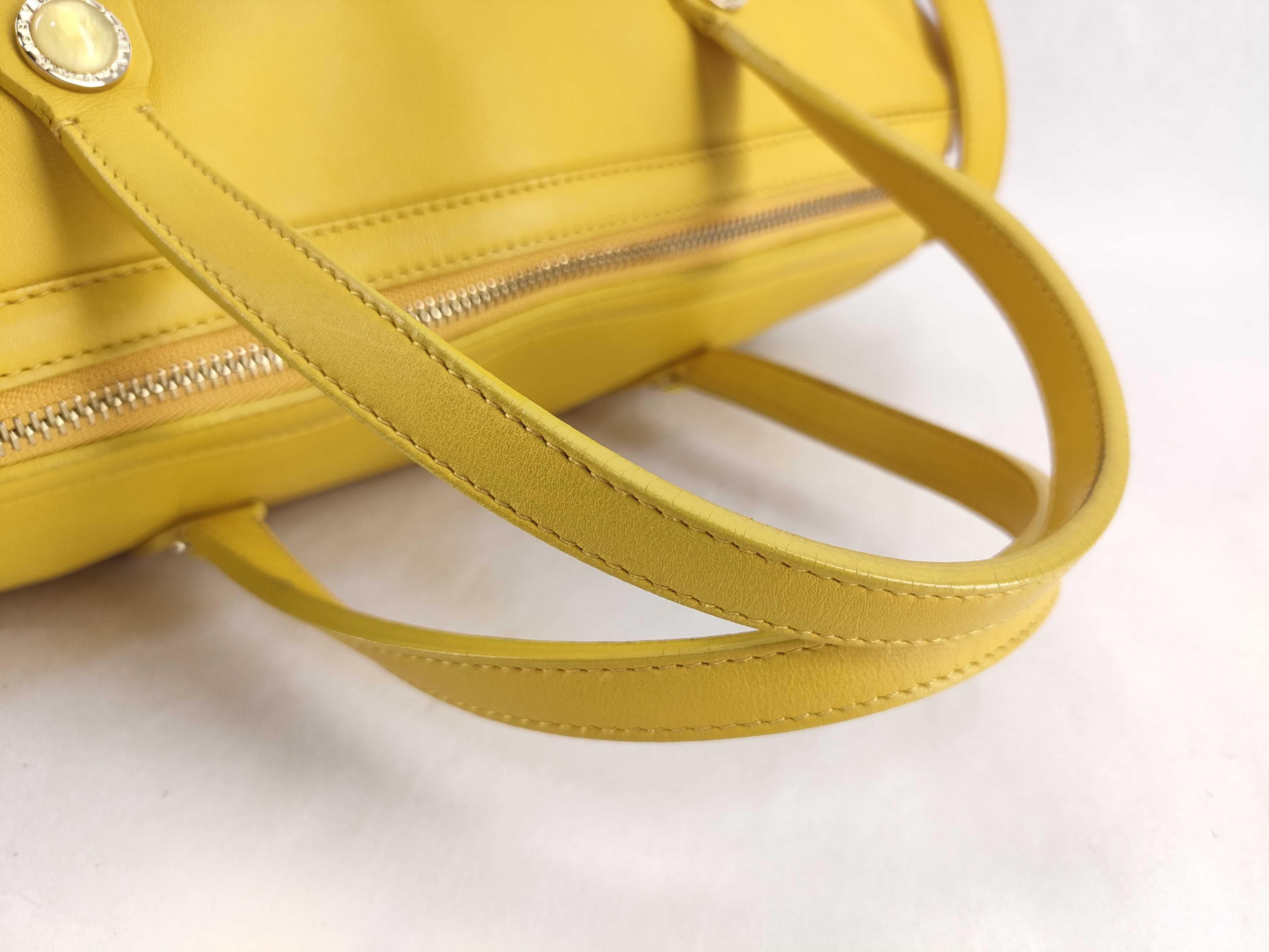 Collezione Leather Tote Bag, Yellow Handbag — view 3
