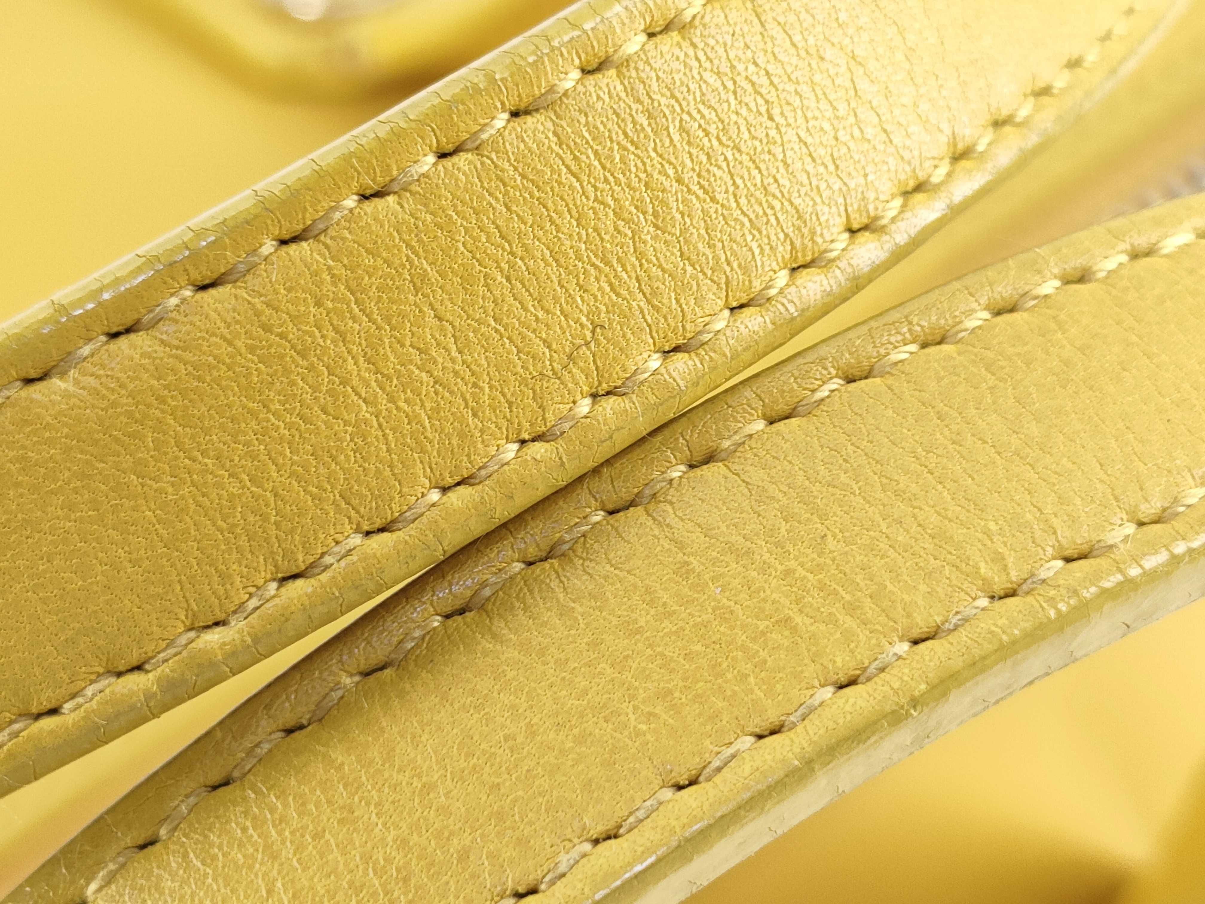Collezione Leather Tote Bag, Yellow Handbag — view 4