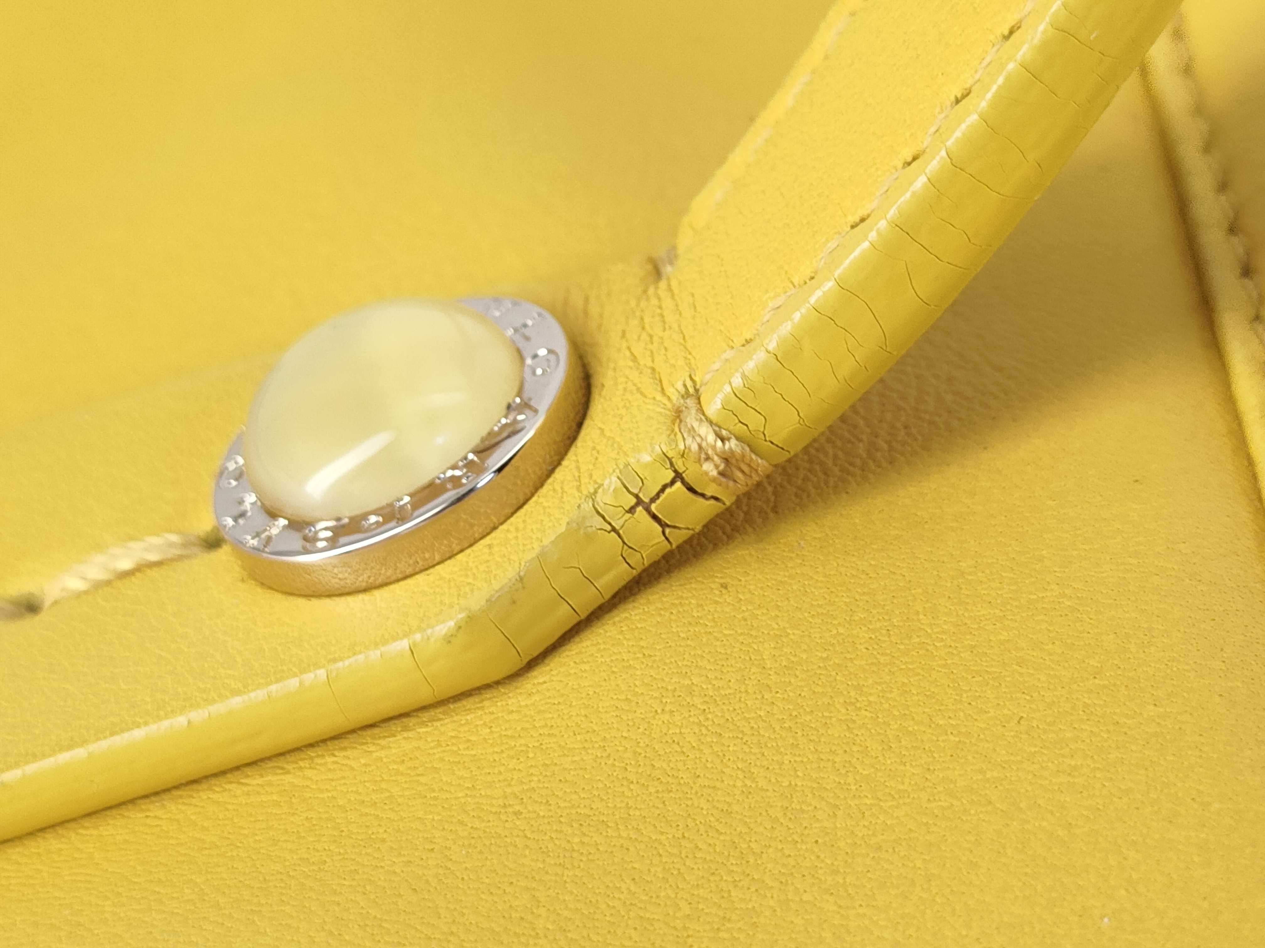 Collezione Leather Tote Bag, Yellow Handbag — view 5