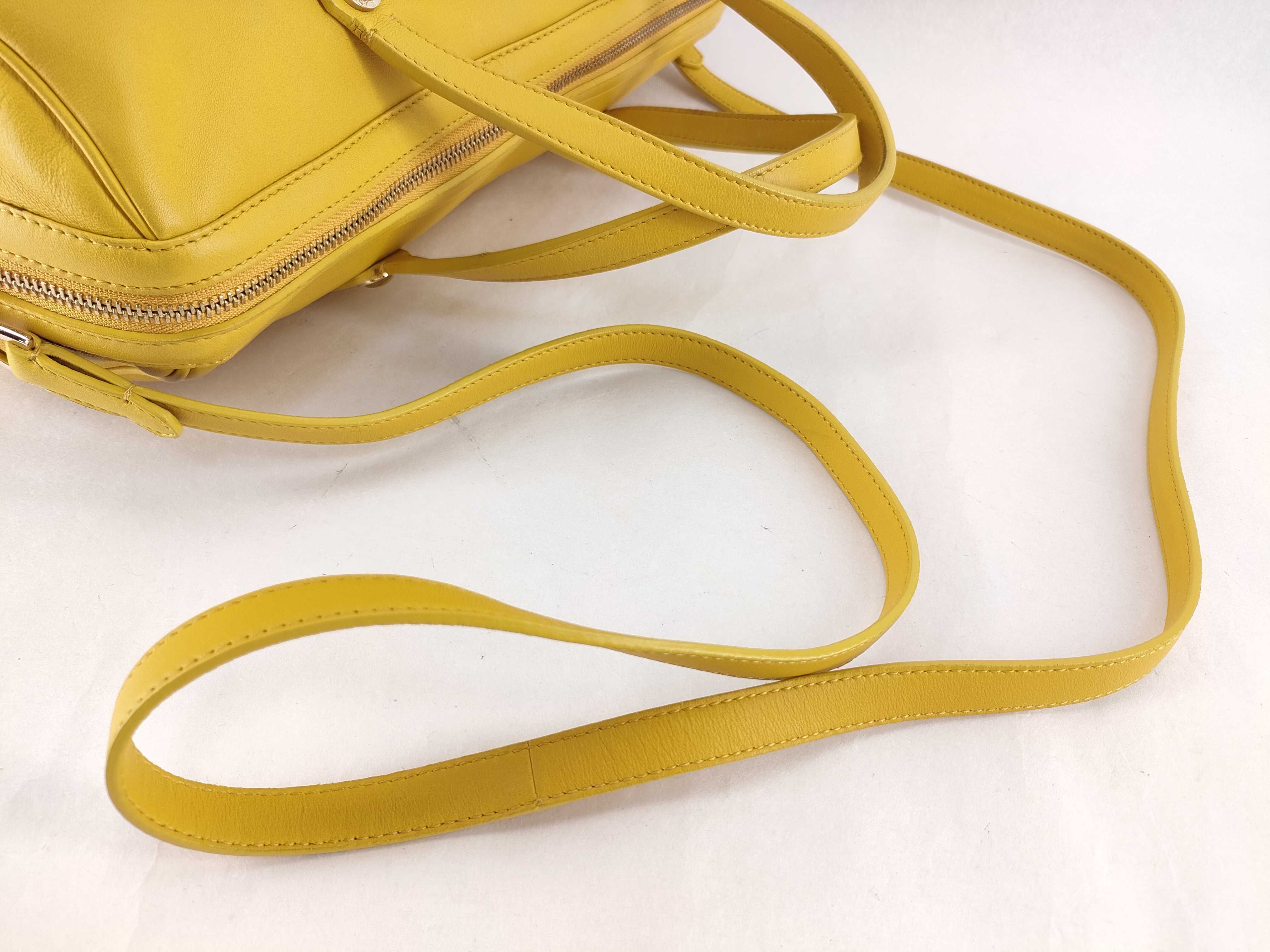 Collezione Leather Tote Bag, Yellow Handbag — view 6