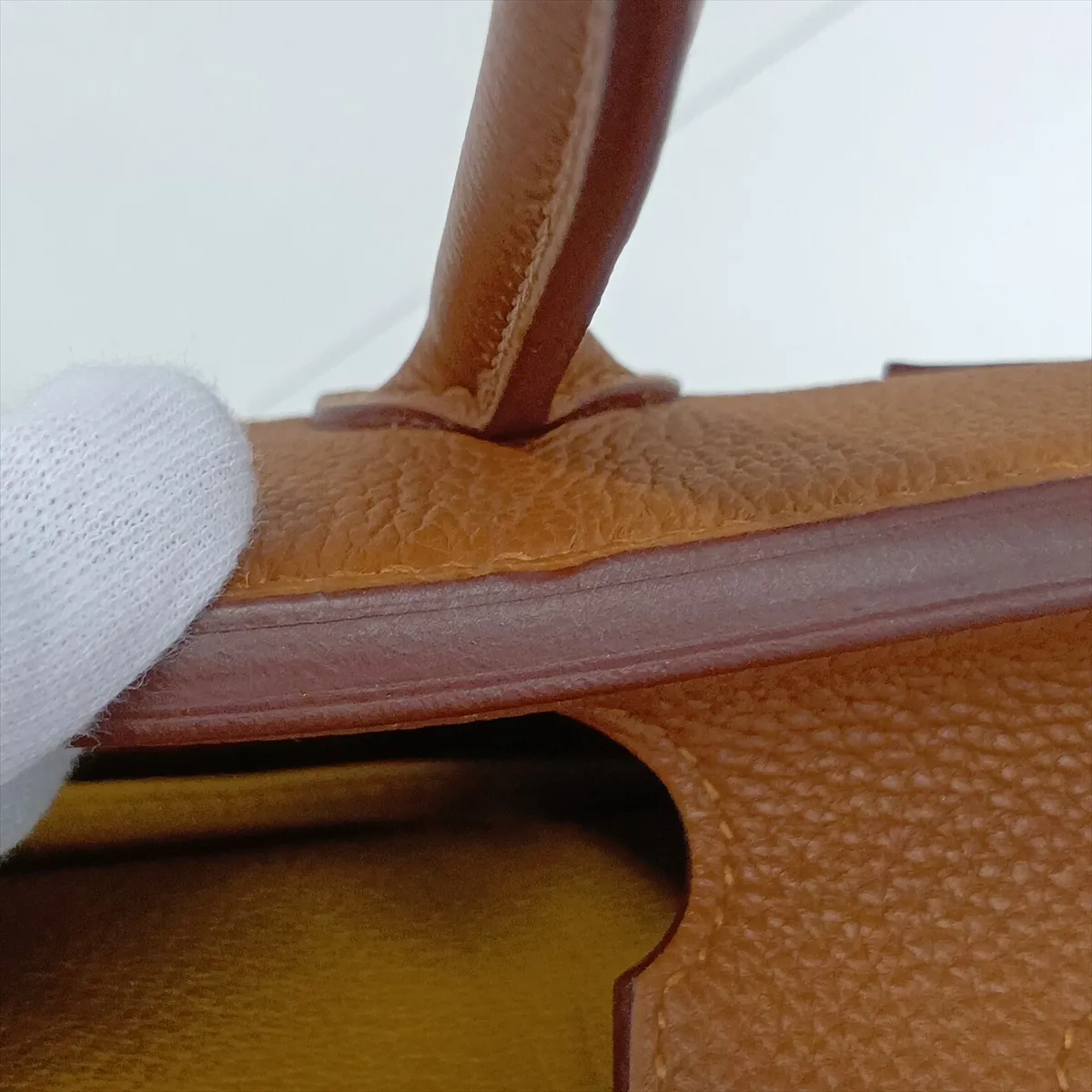 [Individually packaged] Hermes Birkin 30 Retournée Officer Togo x Veau Swift Gold x Jaune Ambre Silver Hardware C: 2018 — view 12