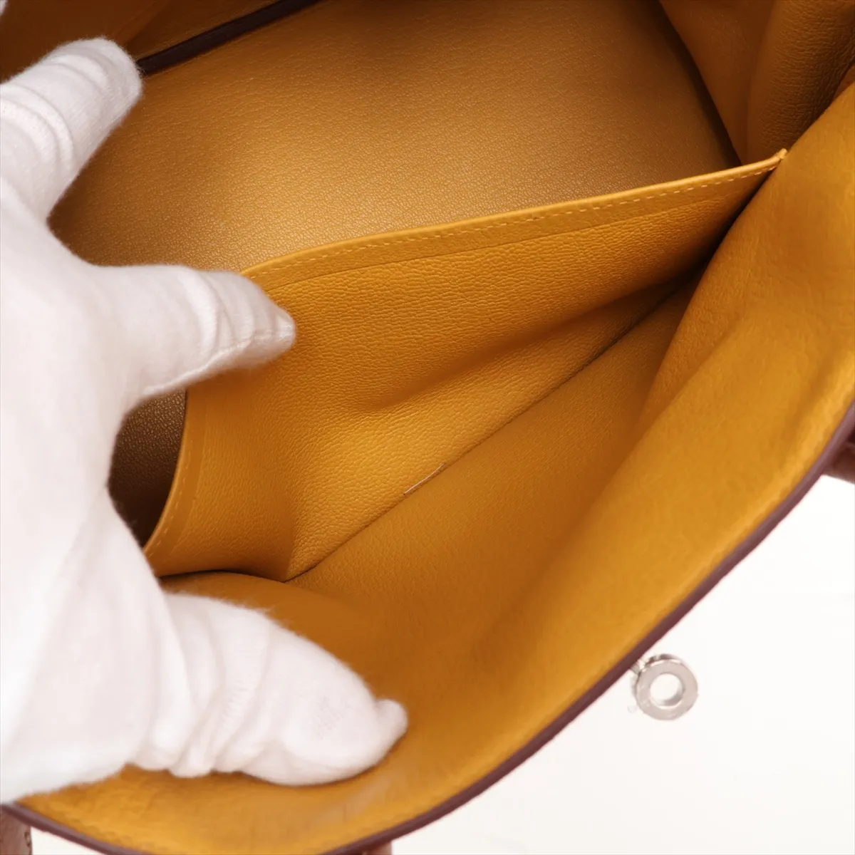 [Individually packaged] Hermes Birkin 30 Retournée Officer Togo x Veau Swift Gold x Jaune Ambre Silver Hardware C: 2018 — view 8