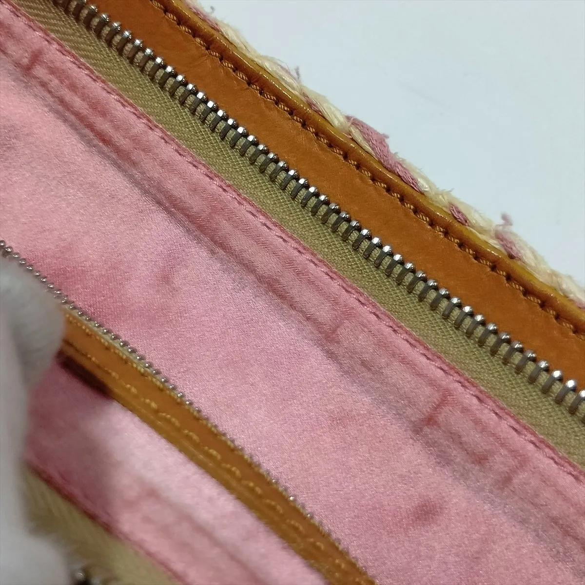 Raffia x Leather Shoulder Bag, Pink x Beige — view 12