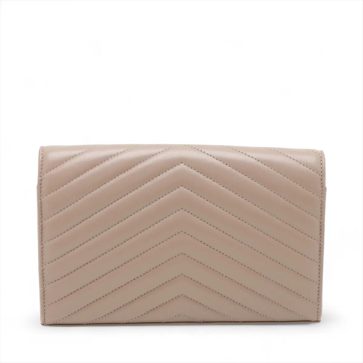 Cassandra Leather Chain Wallet, Beige, 377828 — view 2