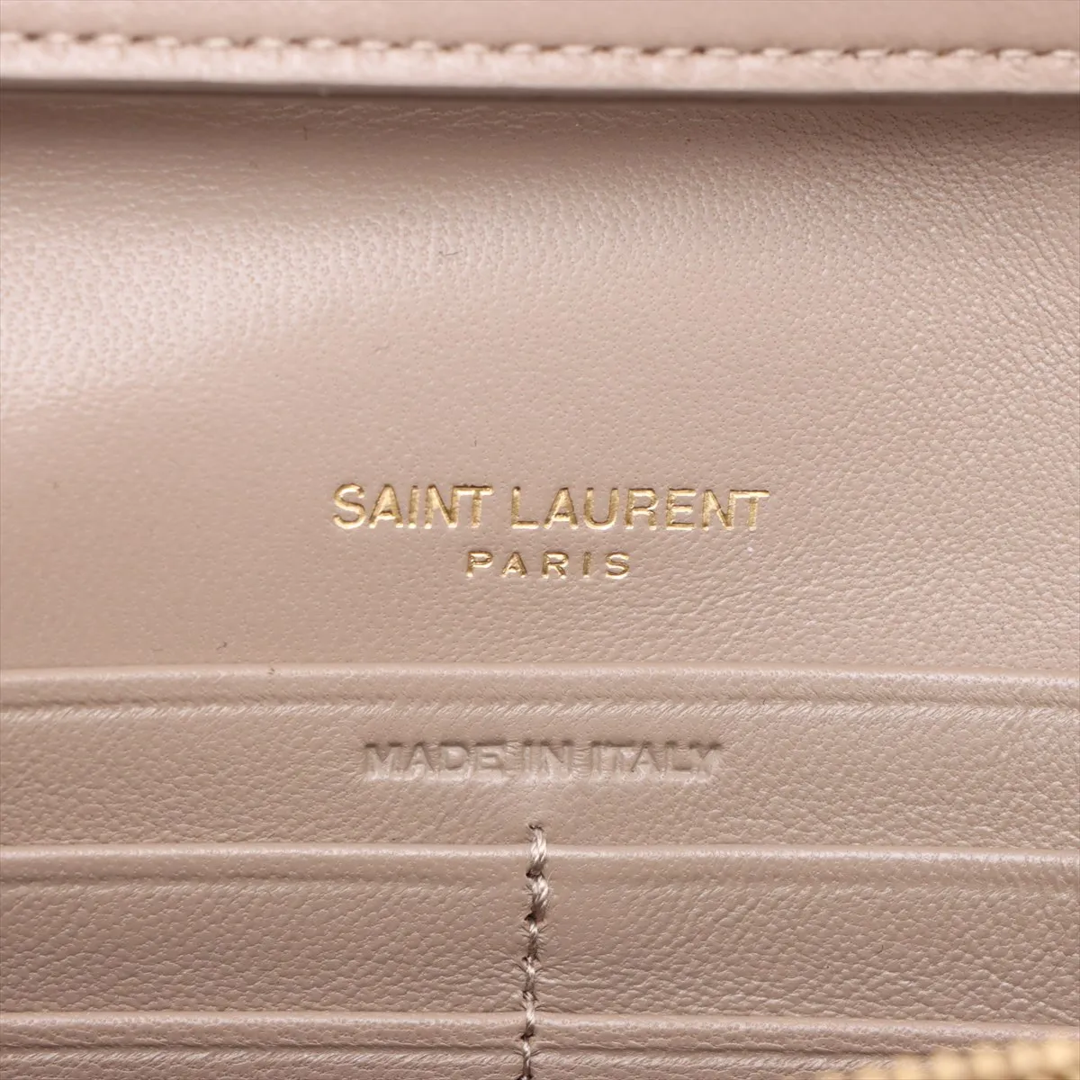 Cassandra Leather Chain Wallet, Beige, 377828 — view 9