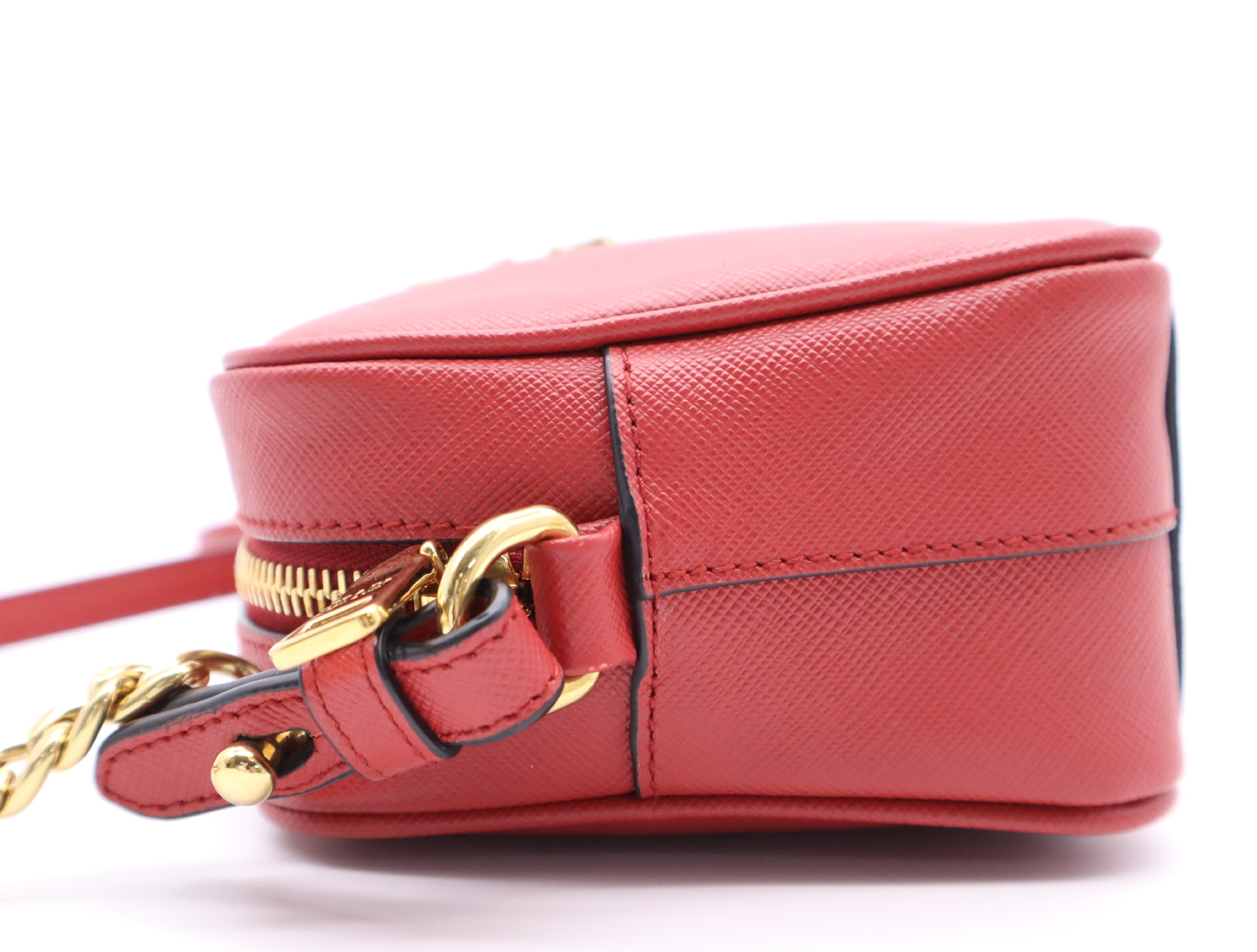 1BH149 Leather Saffiano Mini Shoulder Bag Red Shoulder Bag — view 3
