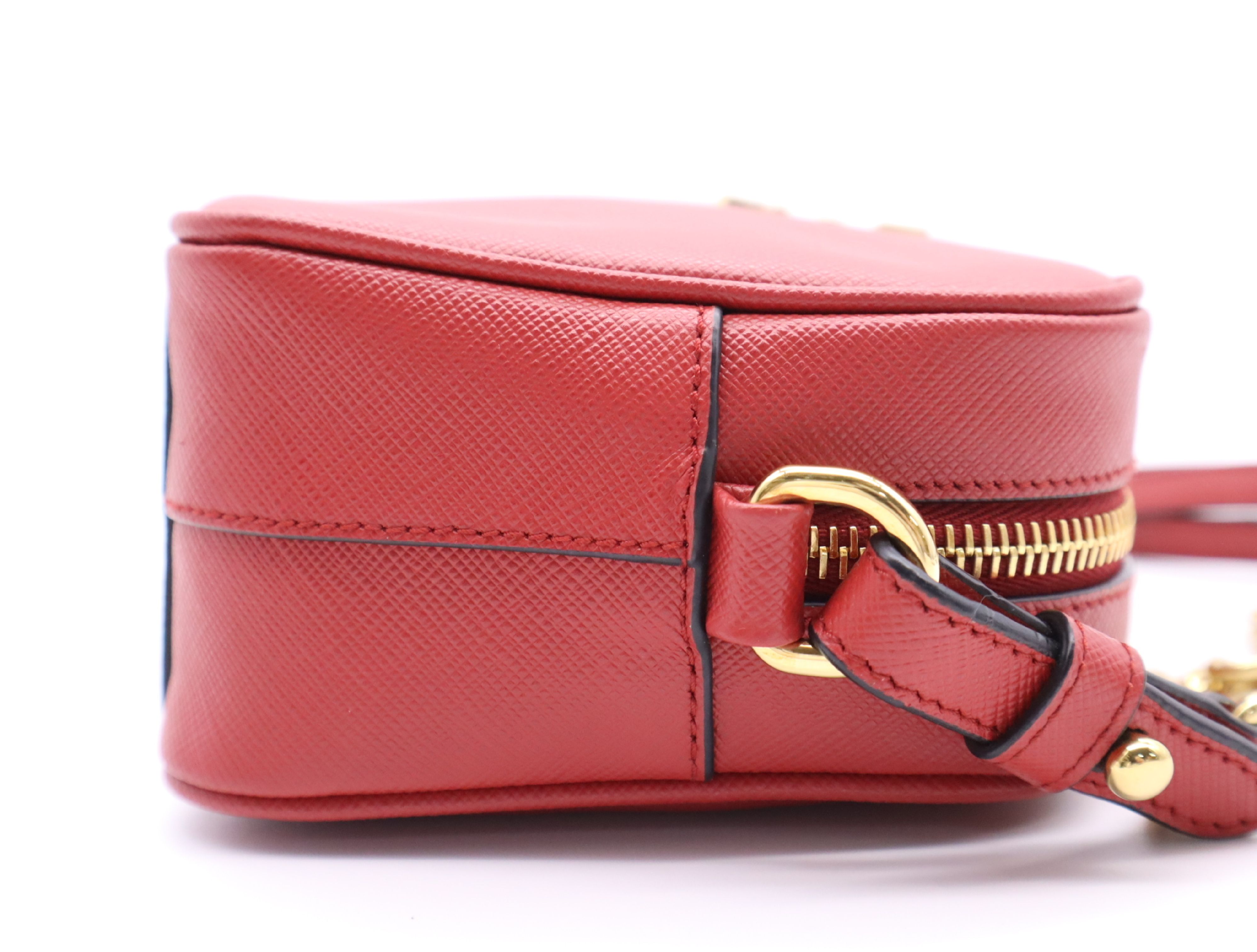 1BH149 Leather Saffiano Mini Shoulder Bag Red Shoulder Bag — view 5