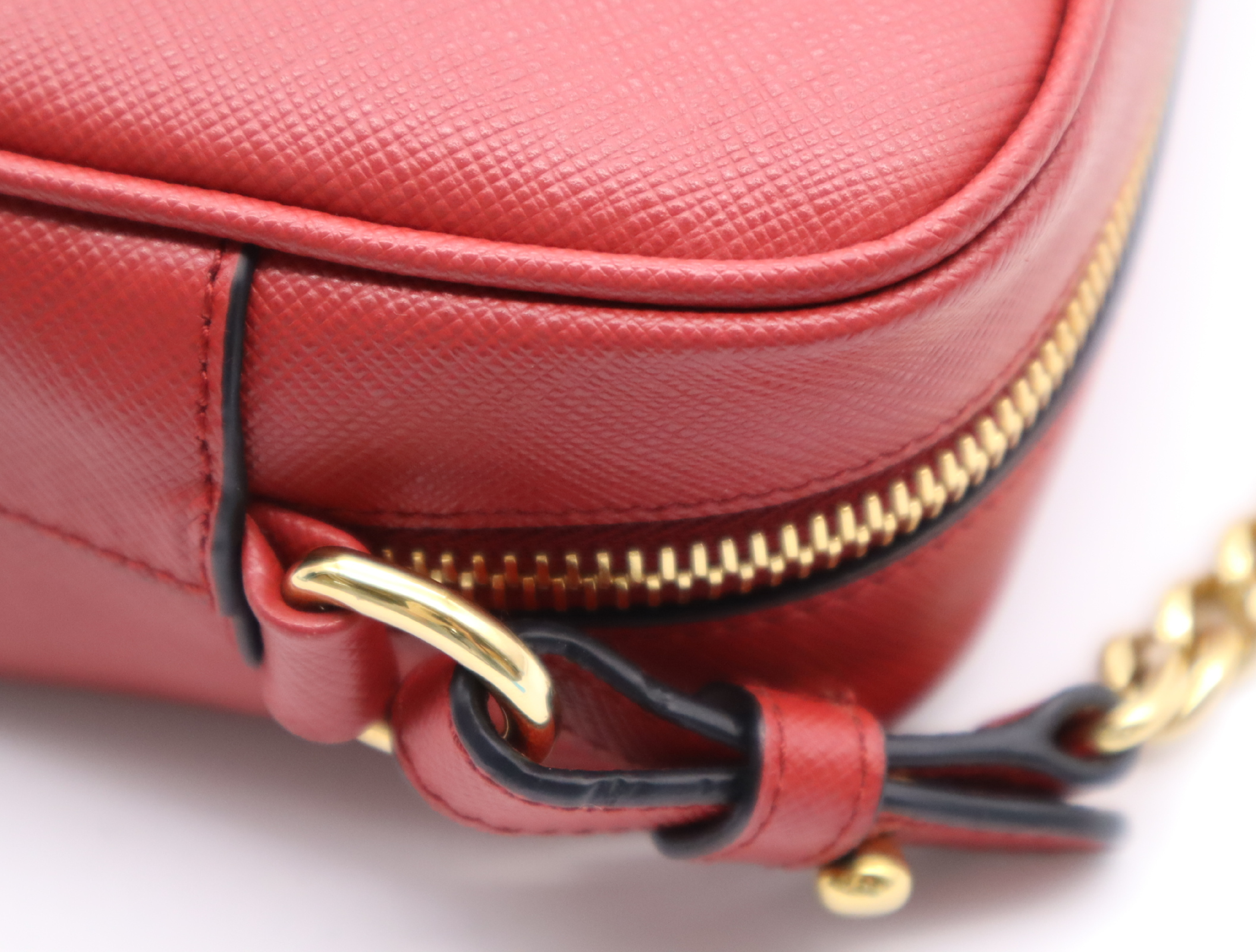 1BH149 Leather Saffiano Mini Shoulder Bag Red Shoulder Bag — view 8