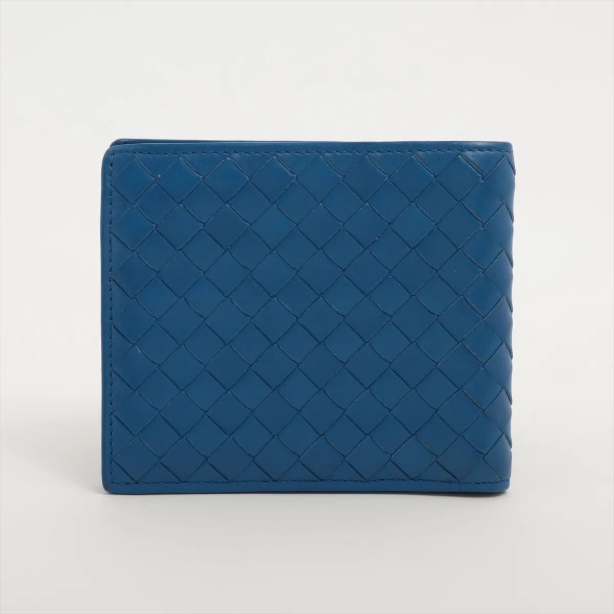 Intrecciato Leather Compact Wallet Blue — view 2