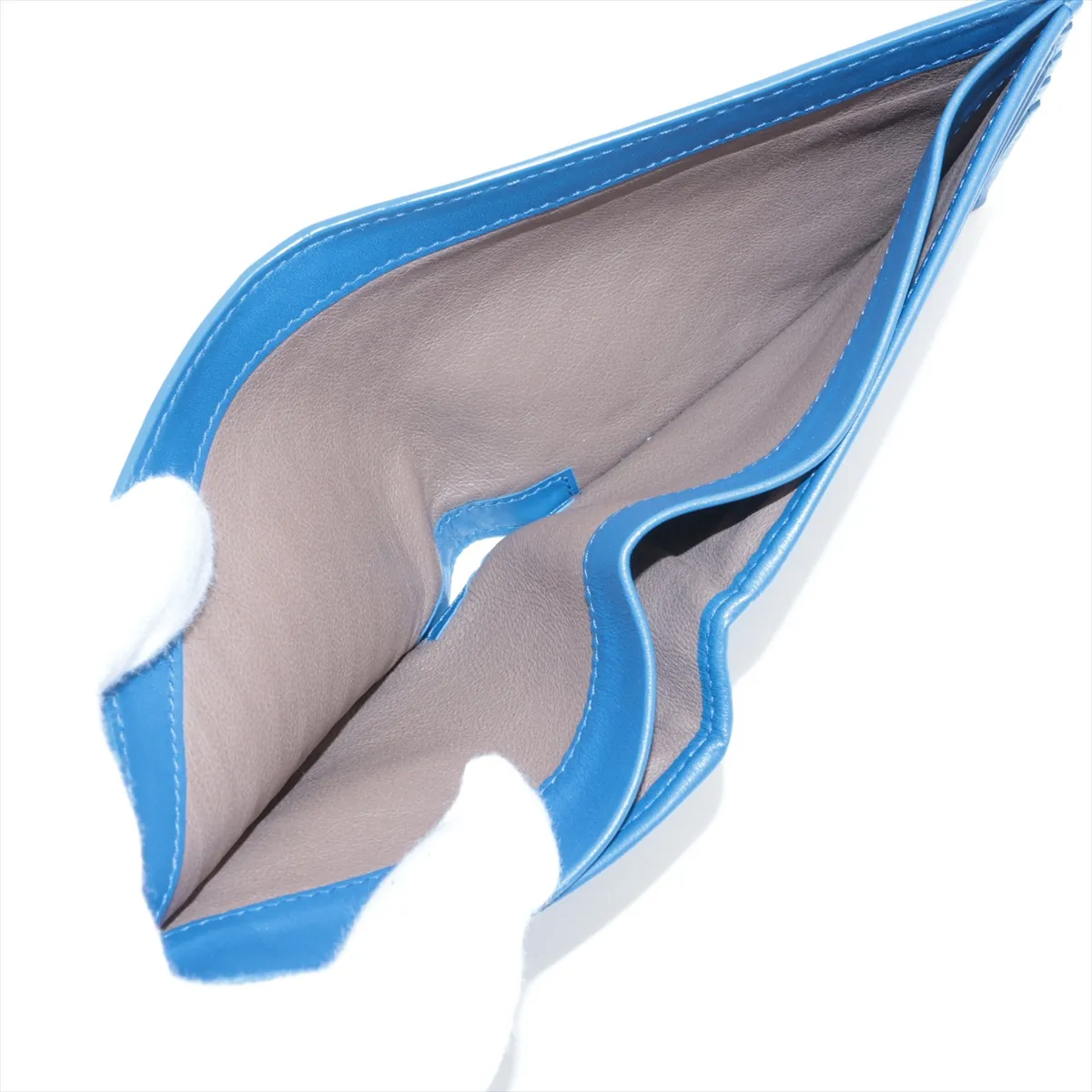 Intrecciato Leather Compact Wallet Blue — view 4