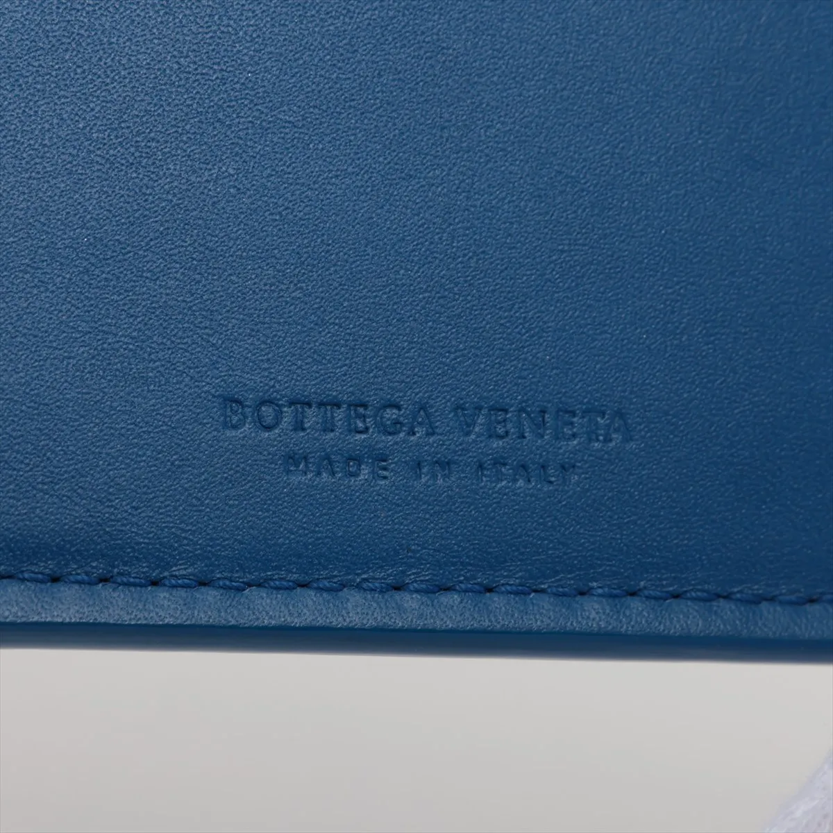 Intrecciato Leather Compact Wallet Blue — view 6