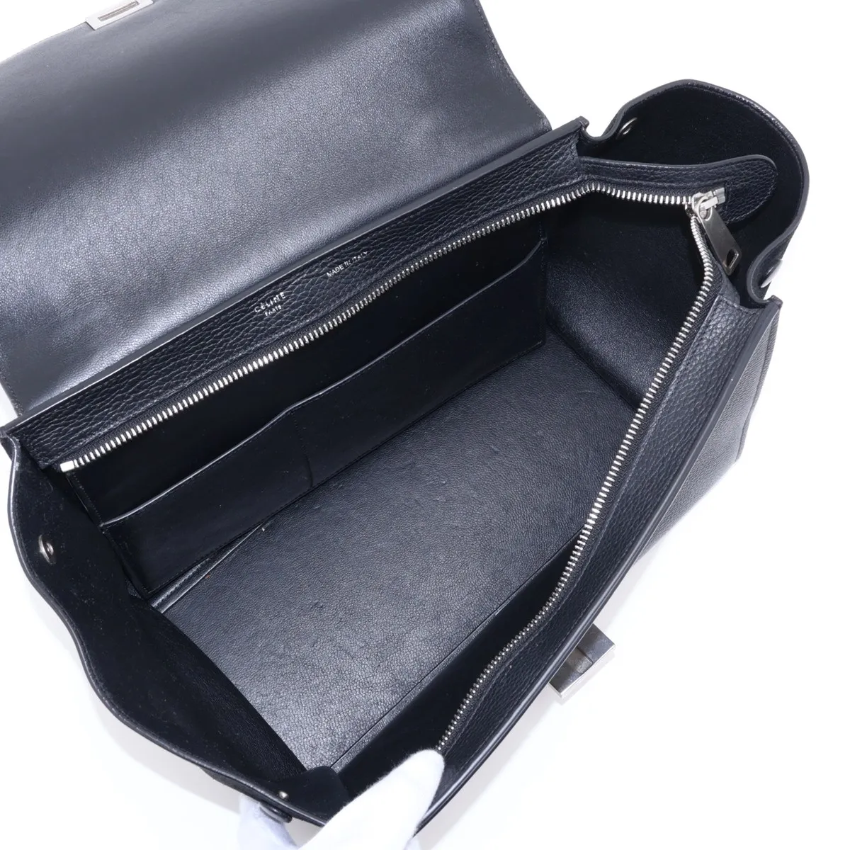 Trapeze Leather x Suede 2-Way Handbag, Black — view 8