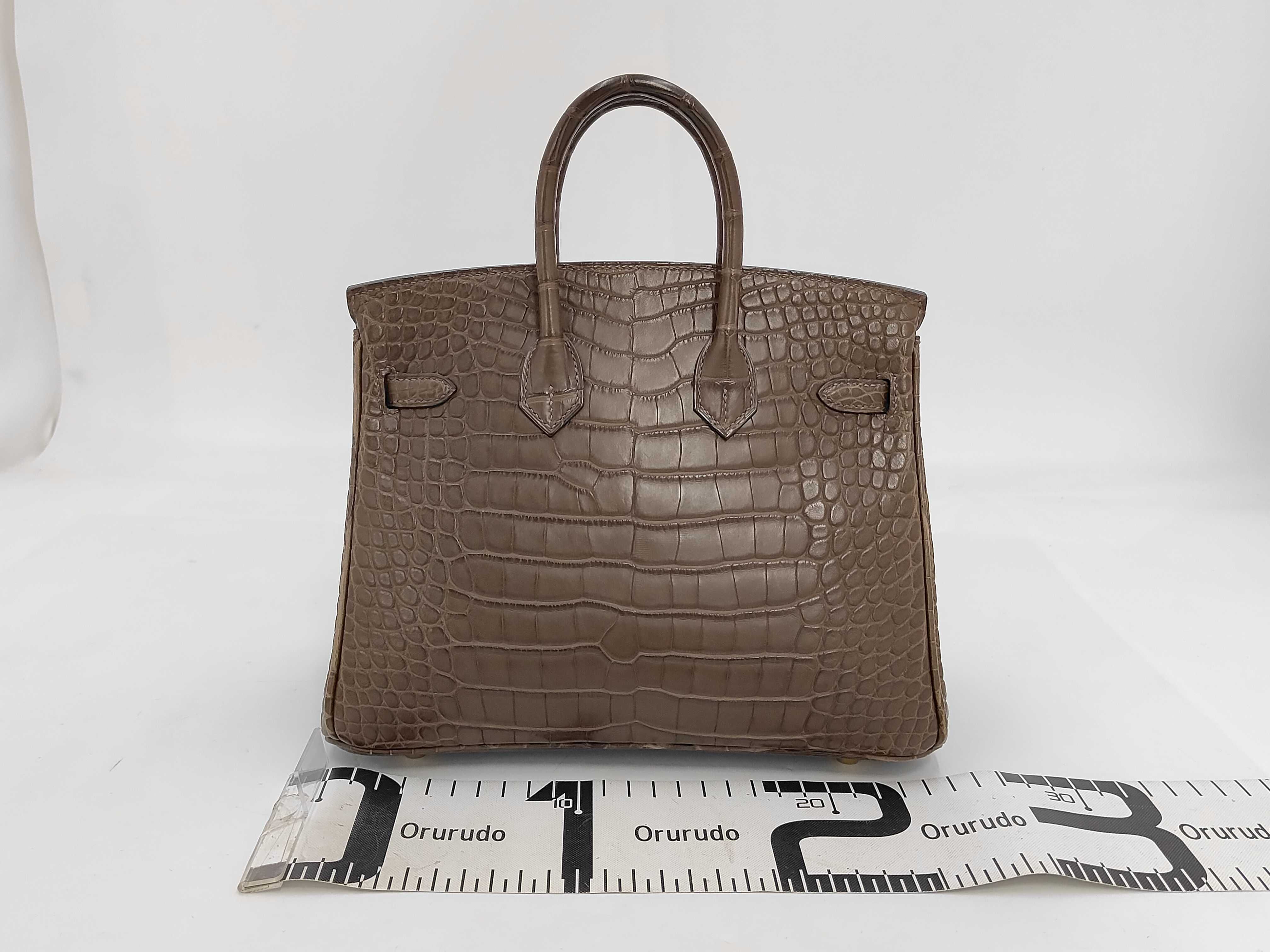 Birkin 25 Matte Crocodile Origan B Stamp Handbag — view 2