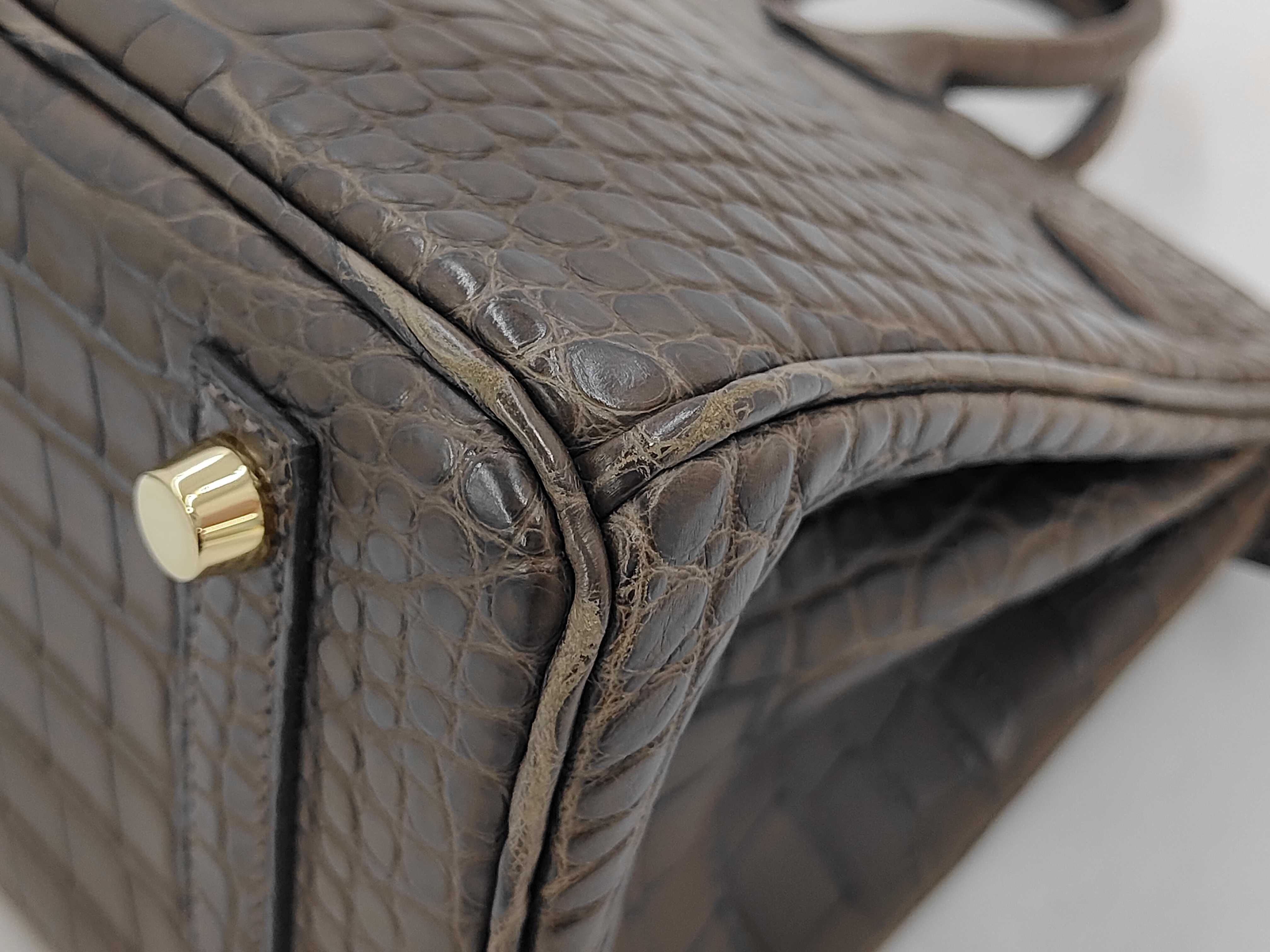 Birkin 25 Matte Crocodile Origan B Stamp Handbag — view 3