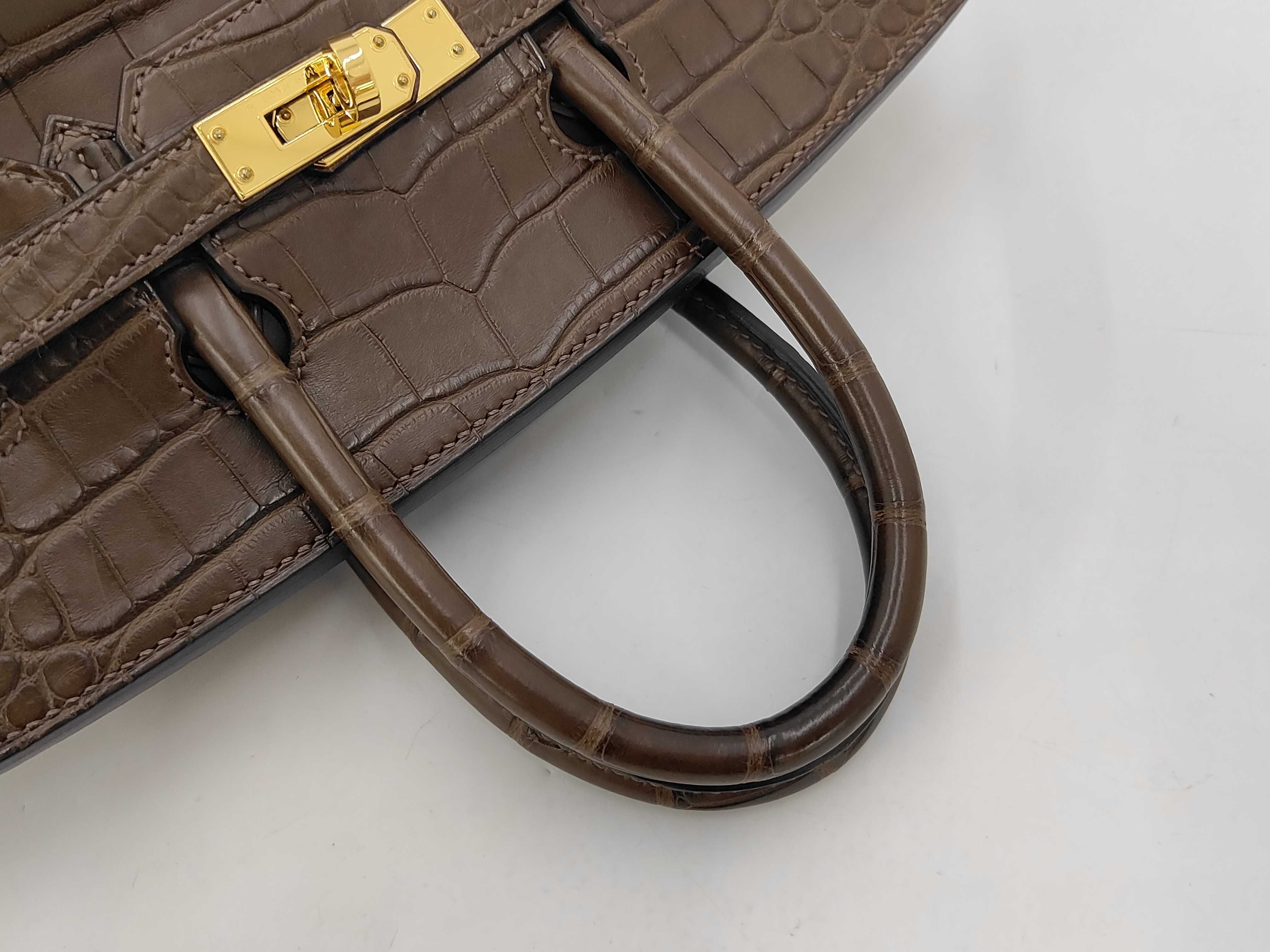 Birkin 25 Matte Crocodile Origan B Stamp Handbag — view 5