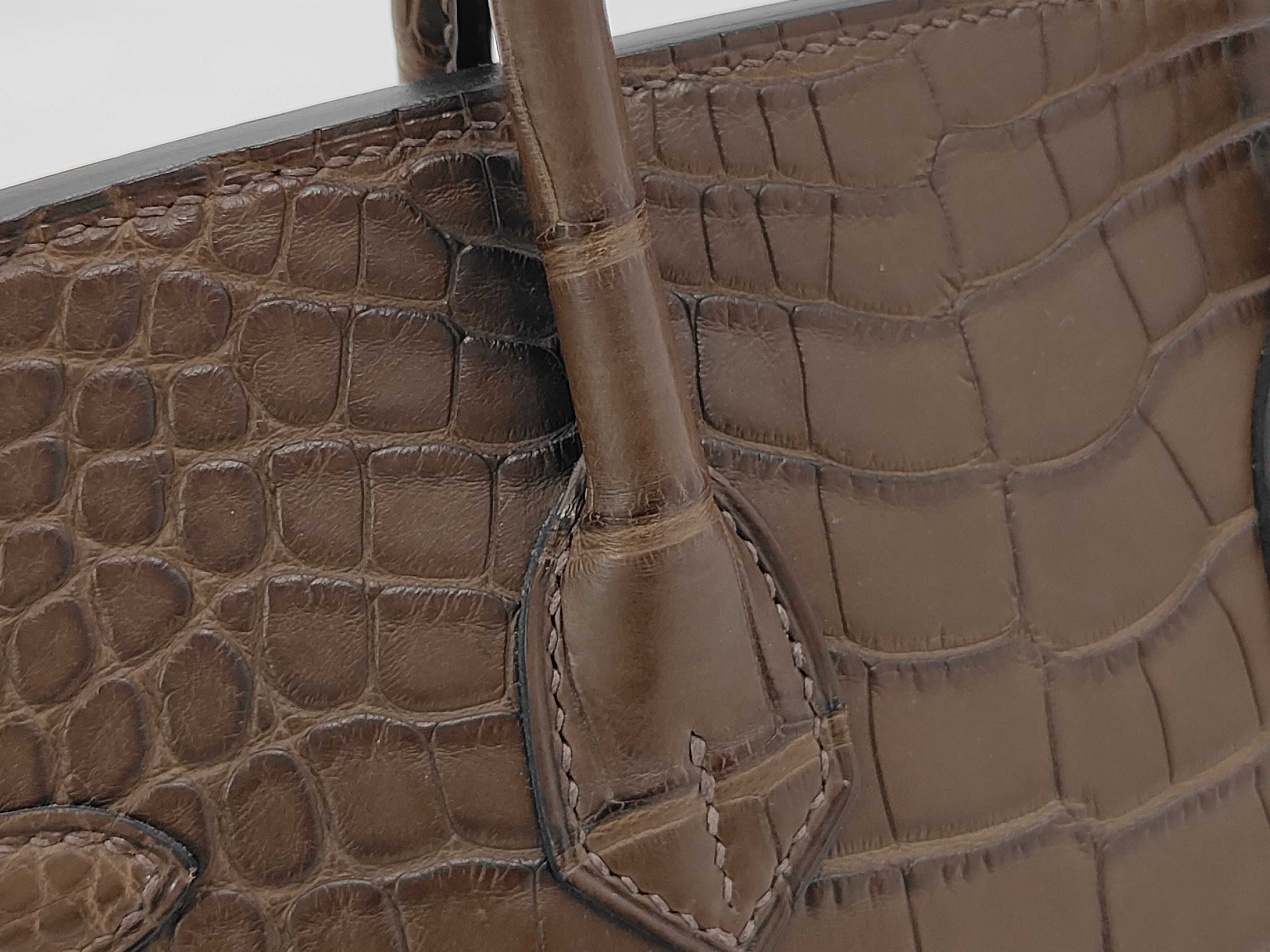 Birkin 25 Matte Crocodile Origan B Stamp Handbag — view 7