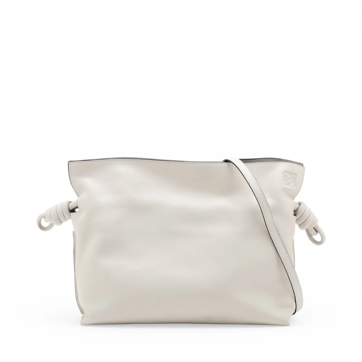 Flamenco Clutch Leather Shoulder Bag White
