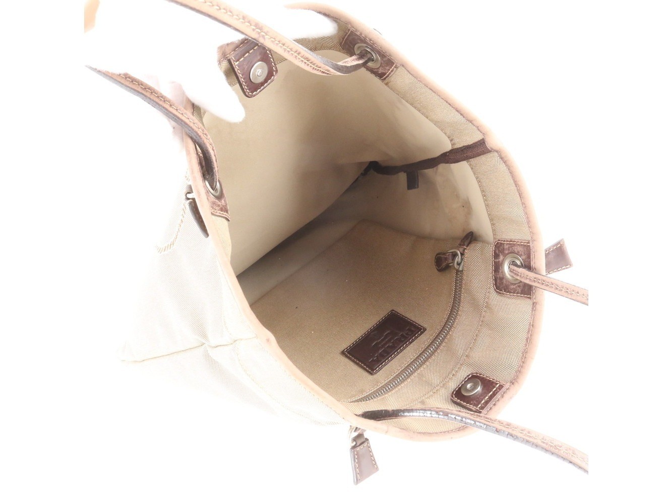 Includes guarantee card BR3581 Leather Canvas Tote Bag — view 7
