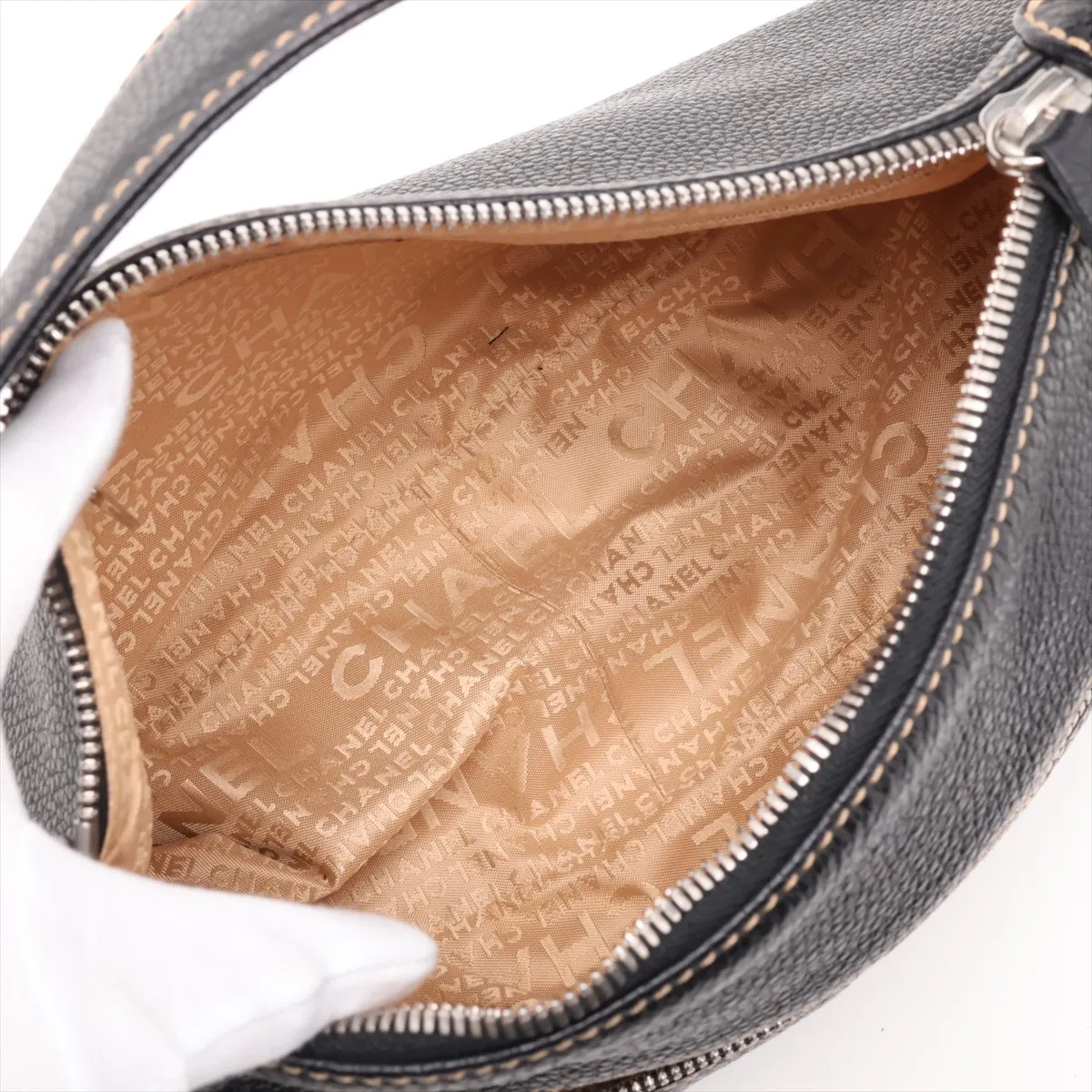 Logo Leather Shoulder Bag with Fringe, Black with Gold Hardware, Item Number 8389298 (Serial Number 8) — view 7