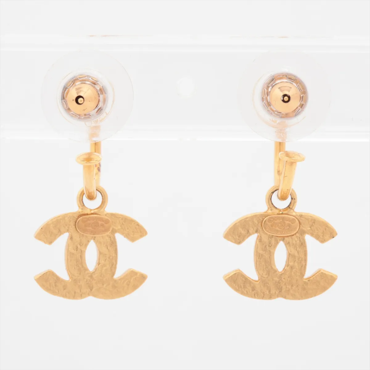 Coco Mark 02A Earrings (Pair) GP x Rhinestone Black x Gold — view 3
