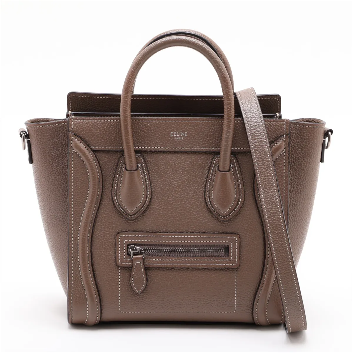 Luggage Nano Shopper Leather 2-Way Handbag, Beige