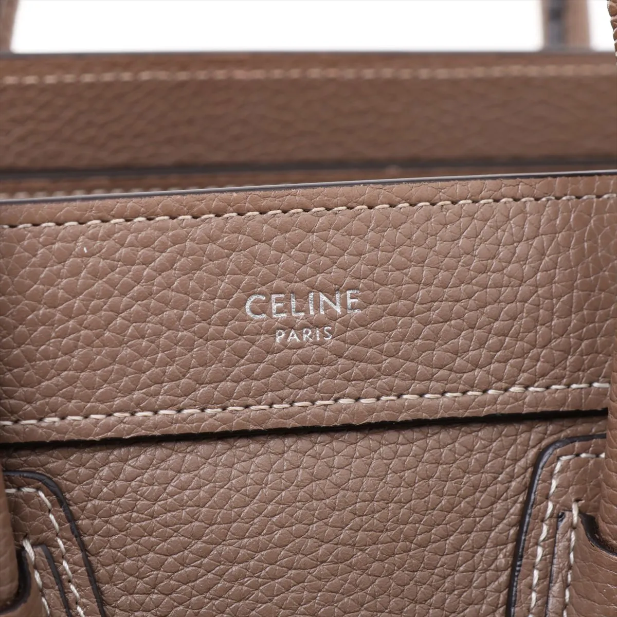 Luggage Nano Shopper Leather 2-Way Handbag, Beige — view 11